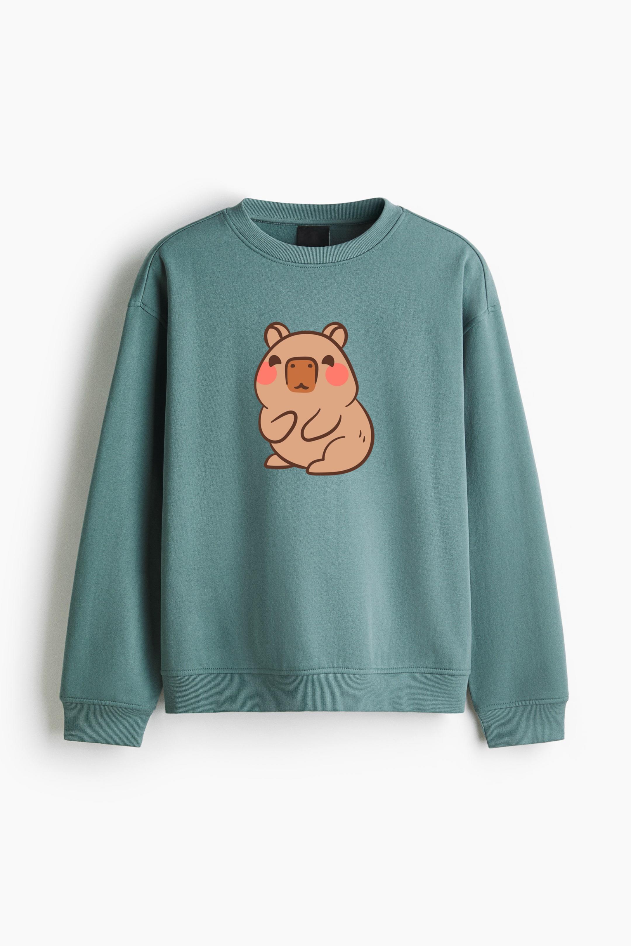 Adorable Cute Bear Illustration Regular Fit Printed Sweatshirt - Image 4