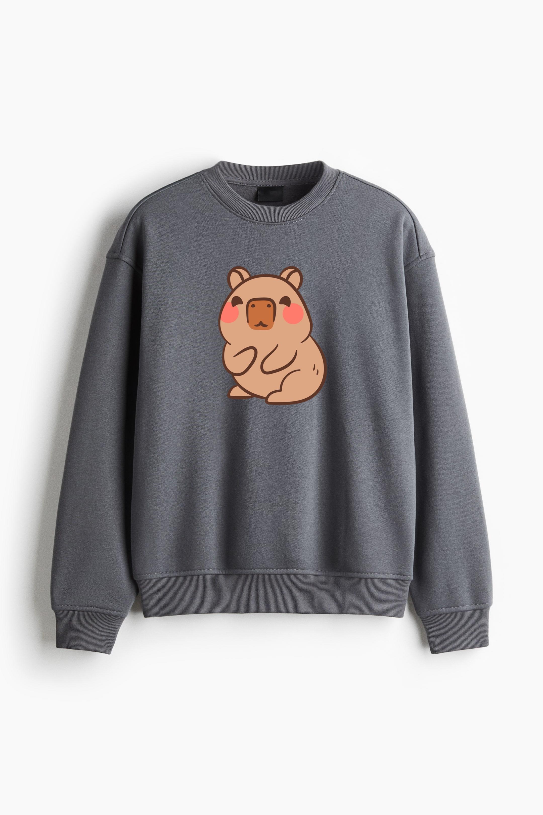 Adorable Cute Bear Illustration Regular Fit Printed Sweatshirt 