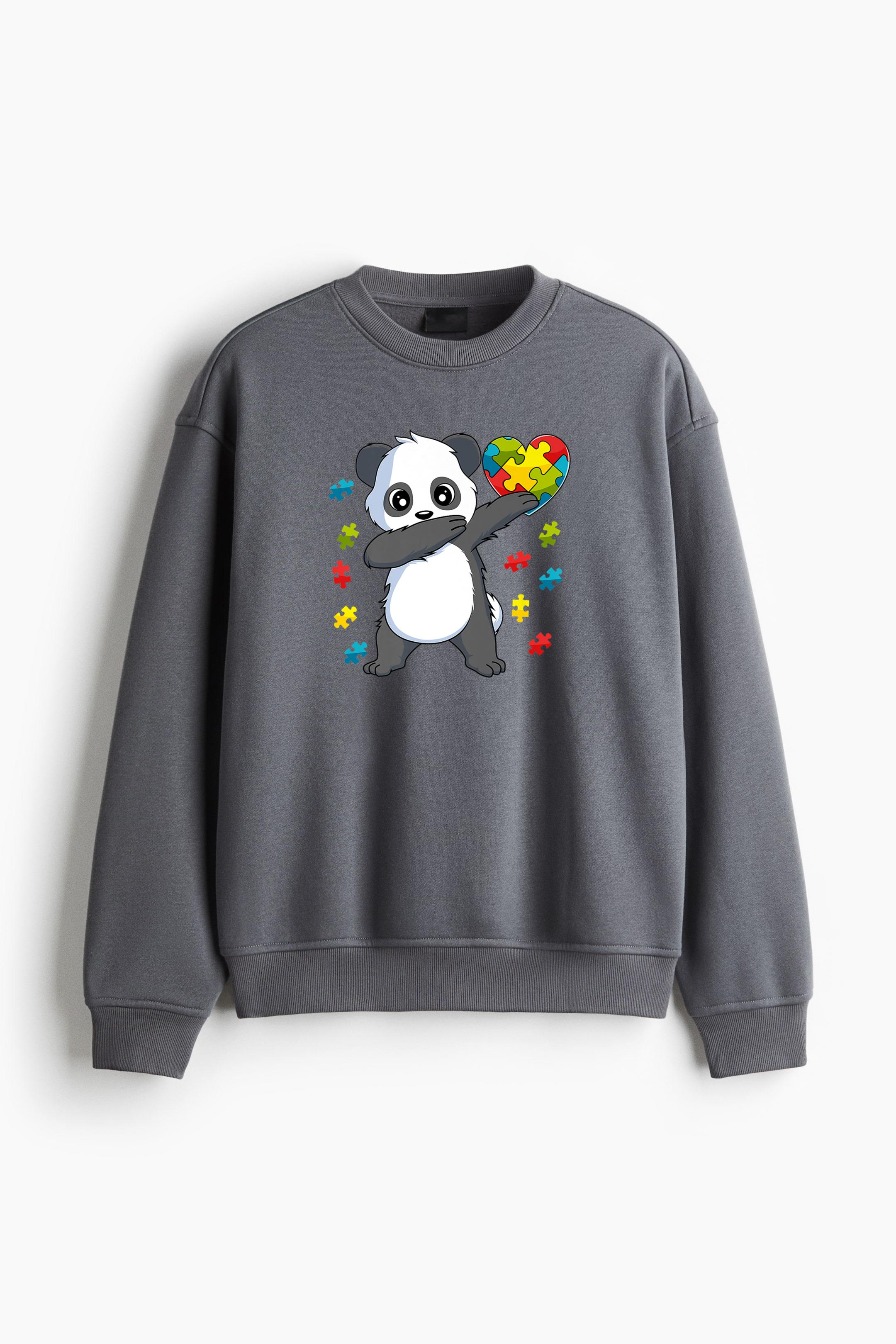 Autism Awareness Dabbing Panda Bear Puzzle Regular Fit Printed Sweatshirt 