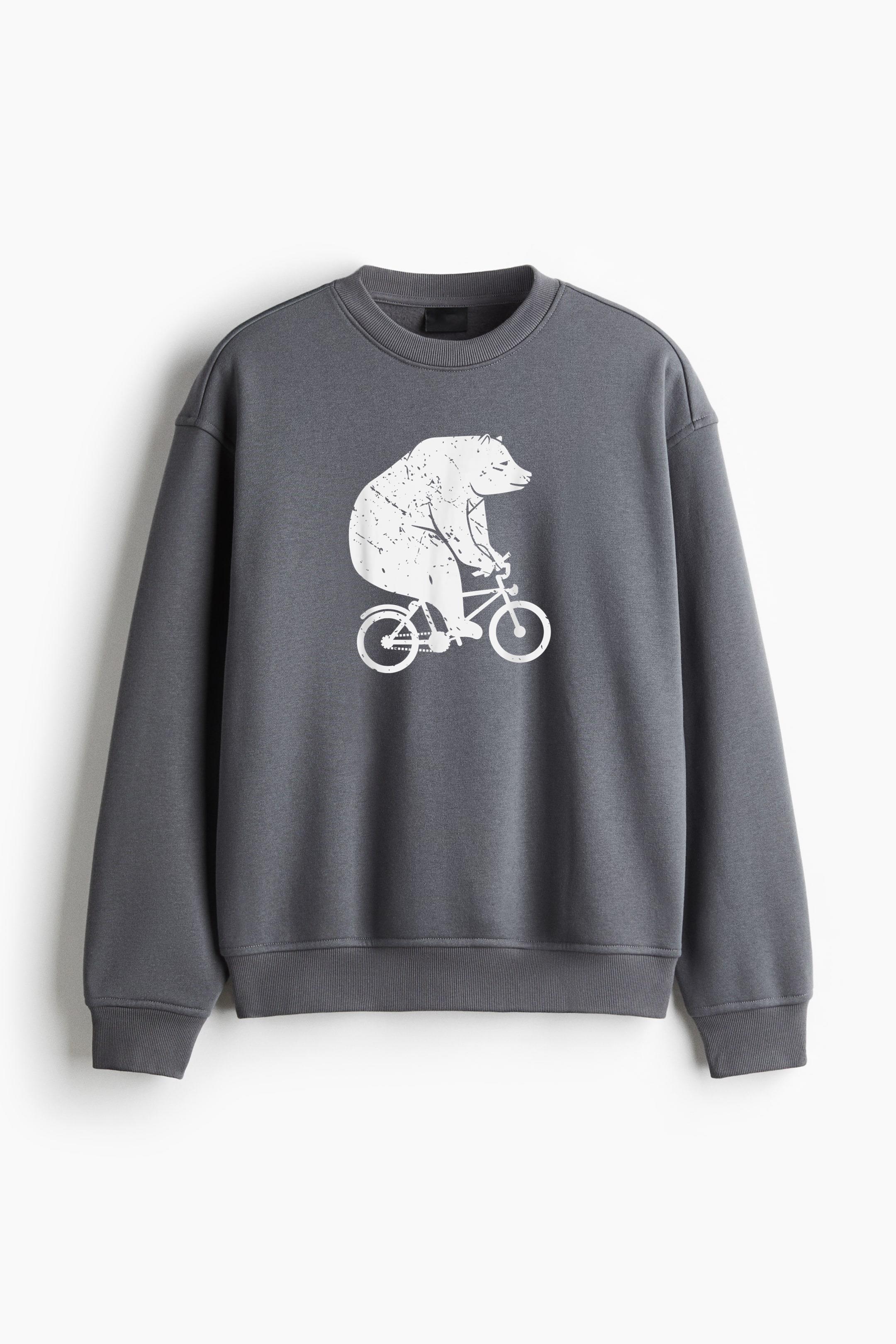 Bear Cyclist Biker Regular Fit Printed Sweatshirt 