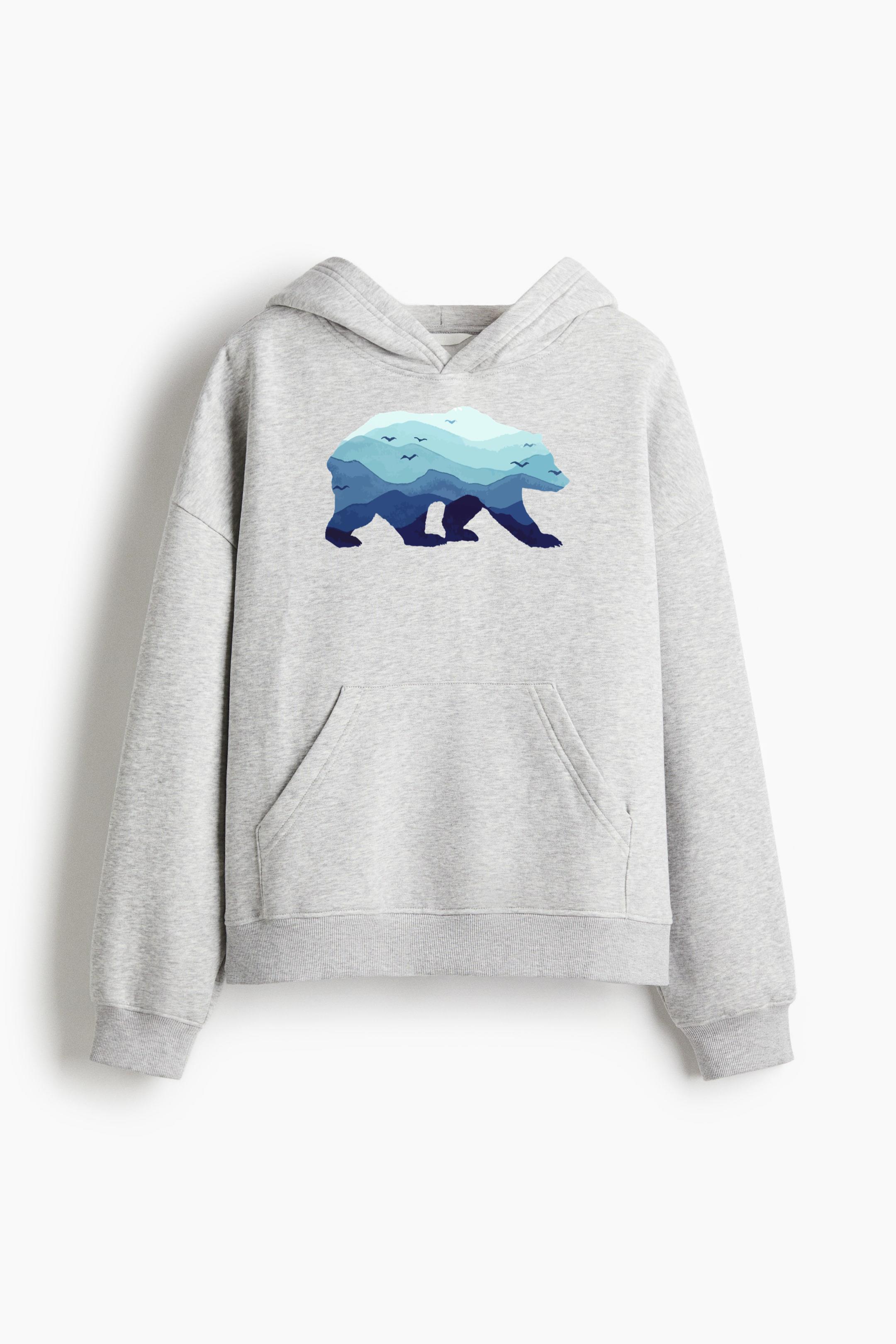 Bear Mountains Grizzly Hiking Camping Loose-Fit Printed Hoodie - Image 4