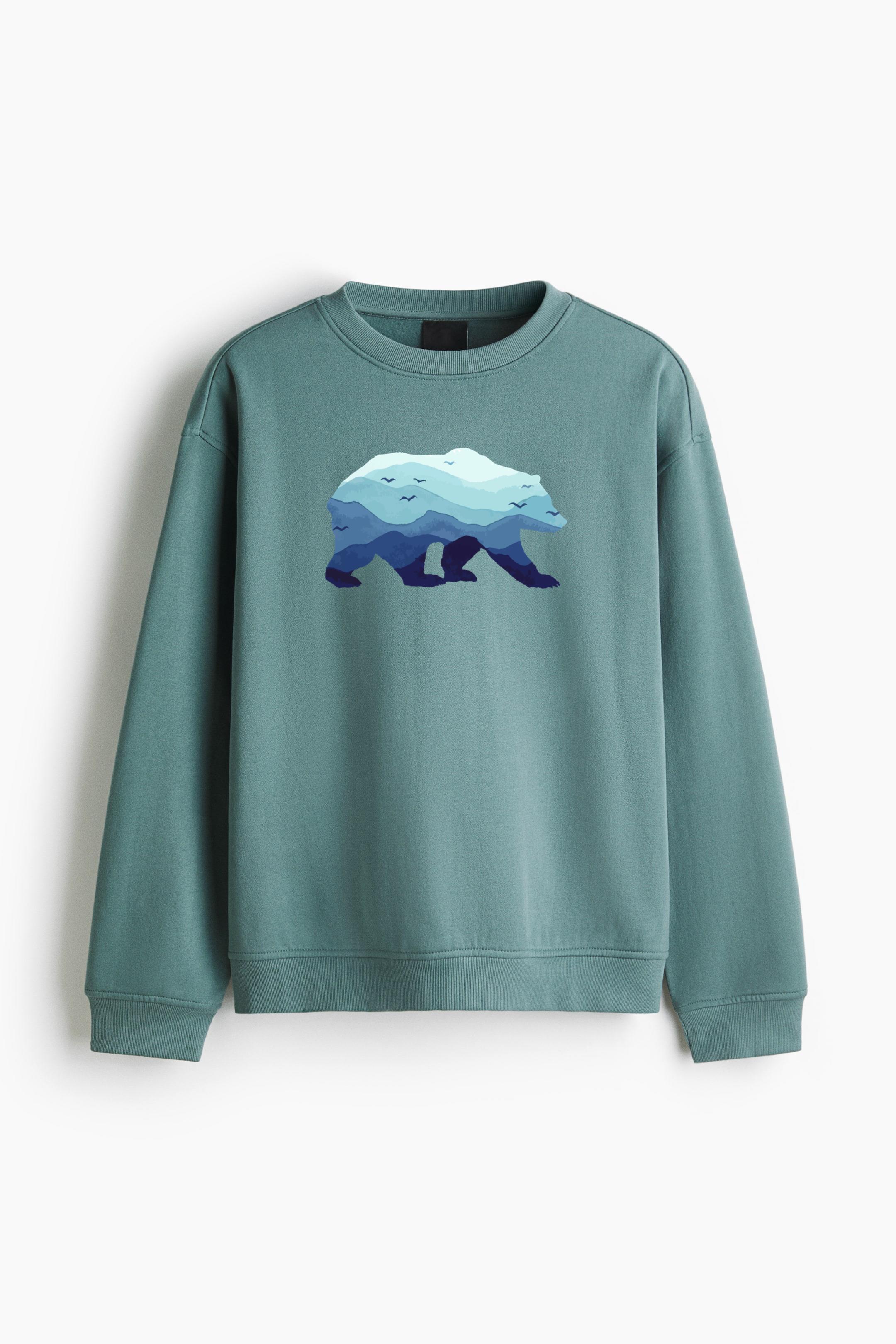 Bear Mountains Grizzly Hiking Camping Regular Fit Printed Sweatshirt - Image 4