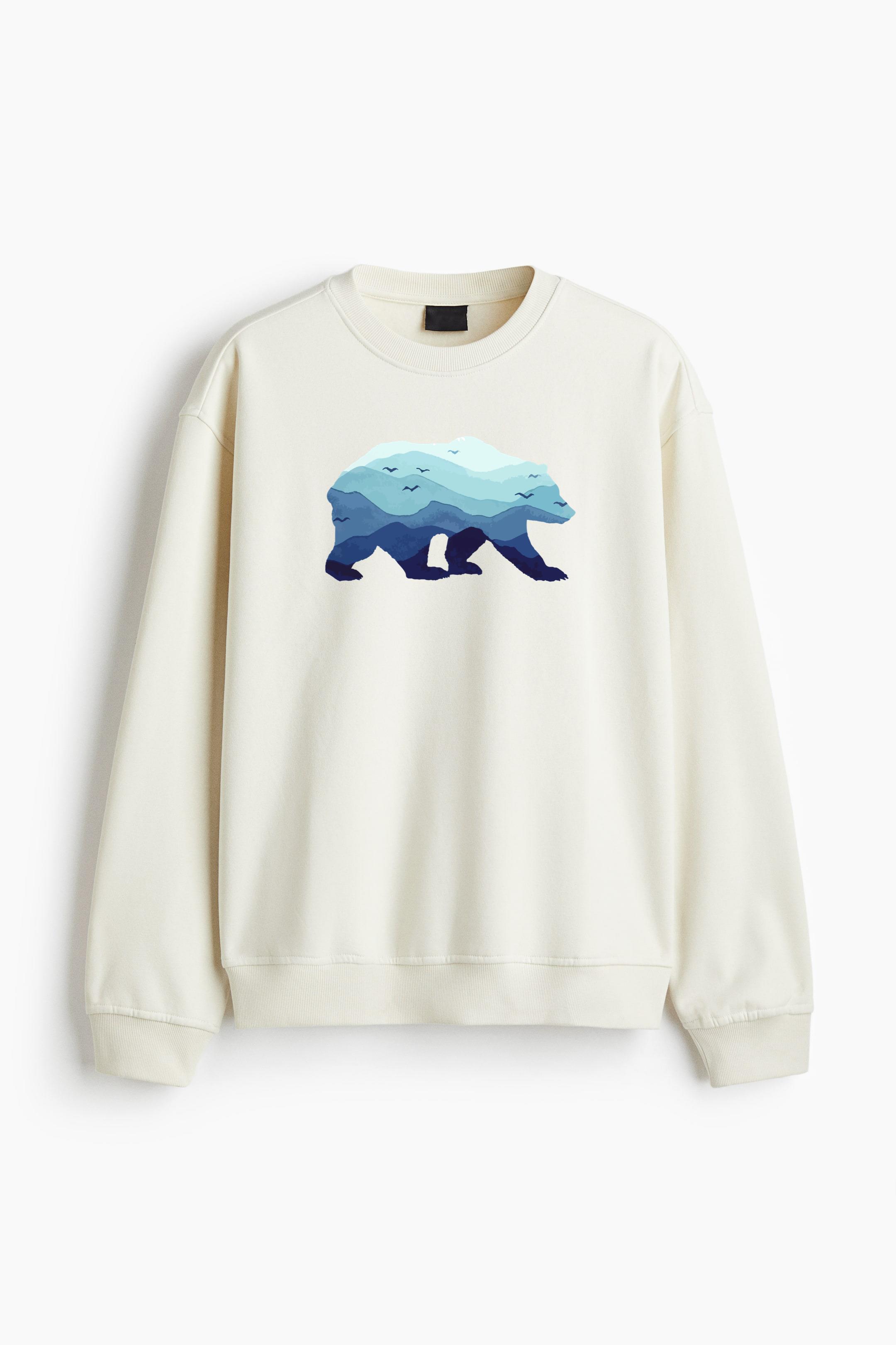 Bear Mountains Grizzly Hiking Camping Regular Fit Printed Sweatshirt - Image 3