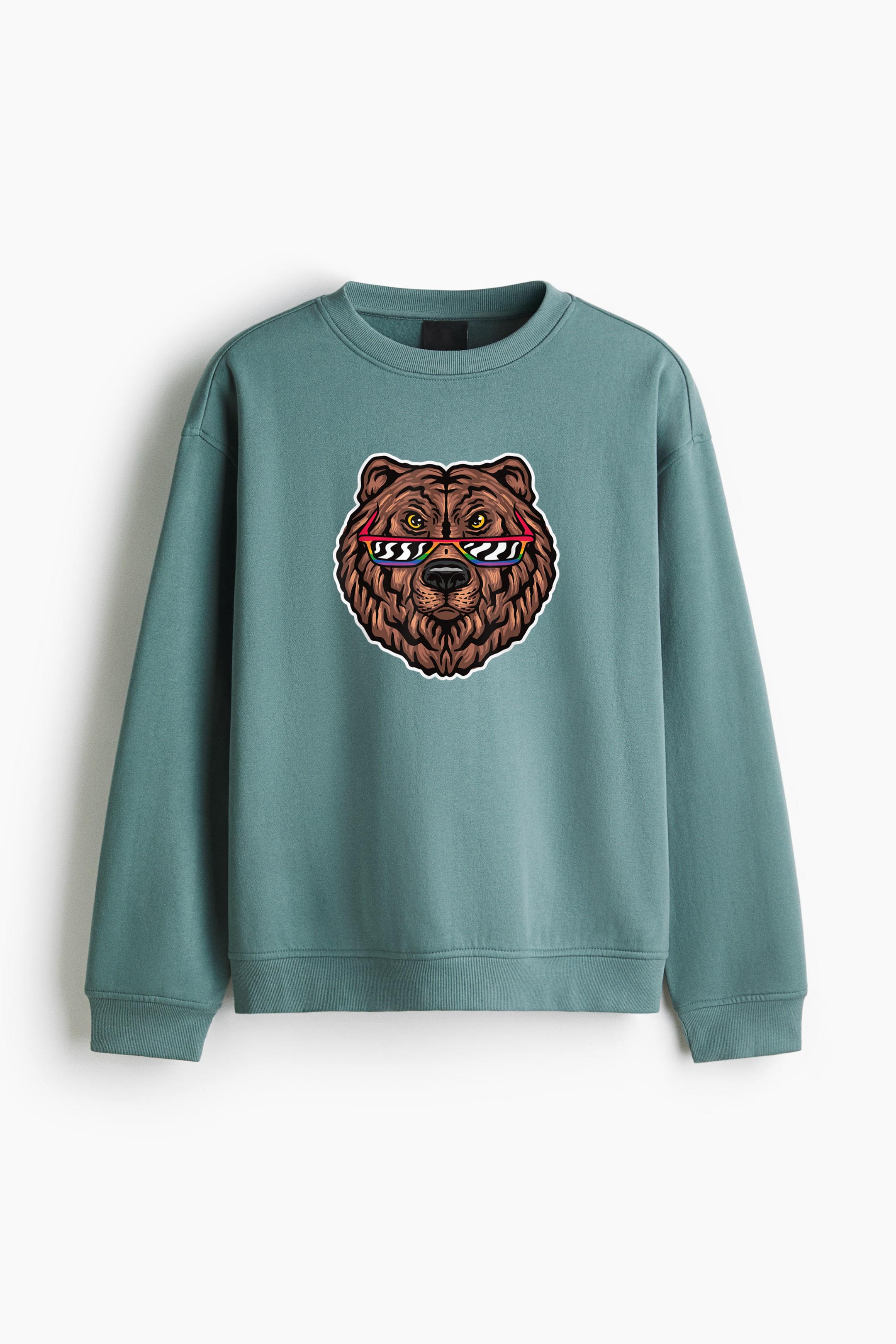 Bear With LGBT Glasses Regular Fit Printed Sweatshirt - Image 4