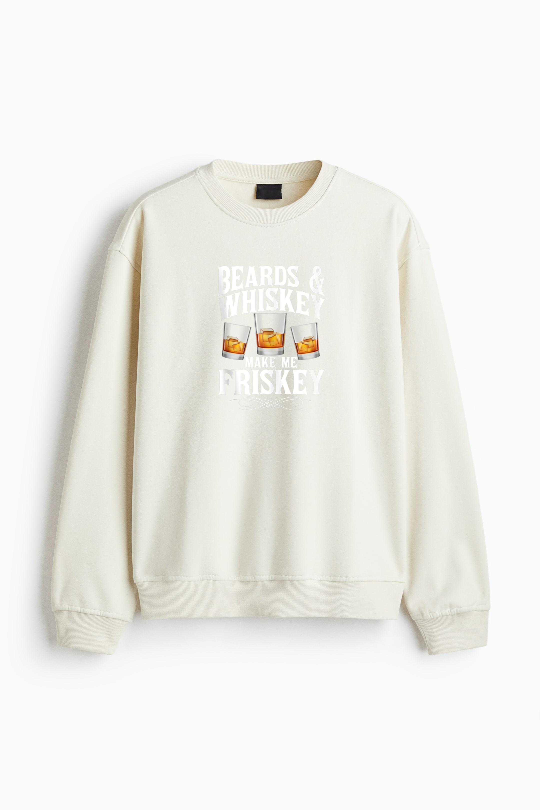 Beards And Whiskey Make Me Frisky Regular Fit Printed Sweatshirt - Image 3