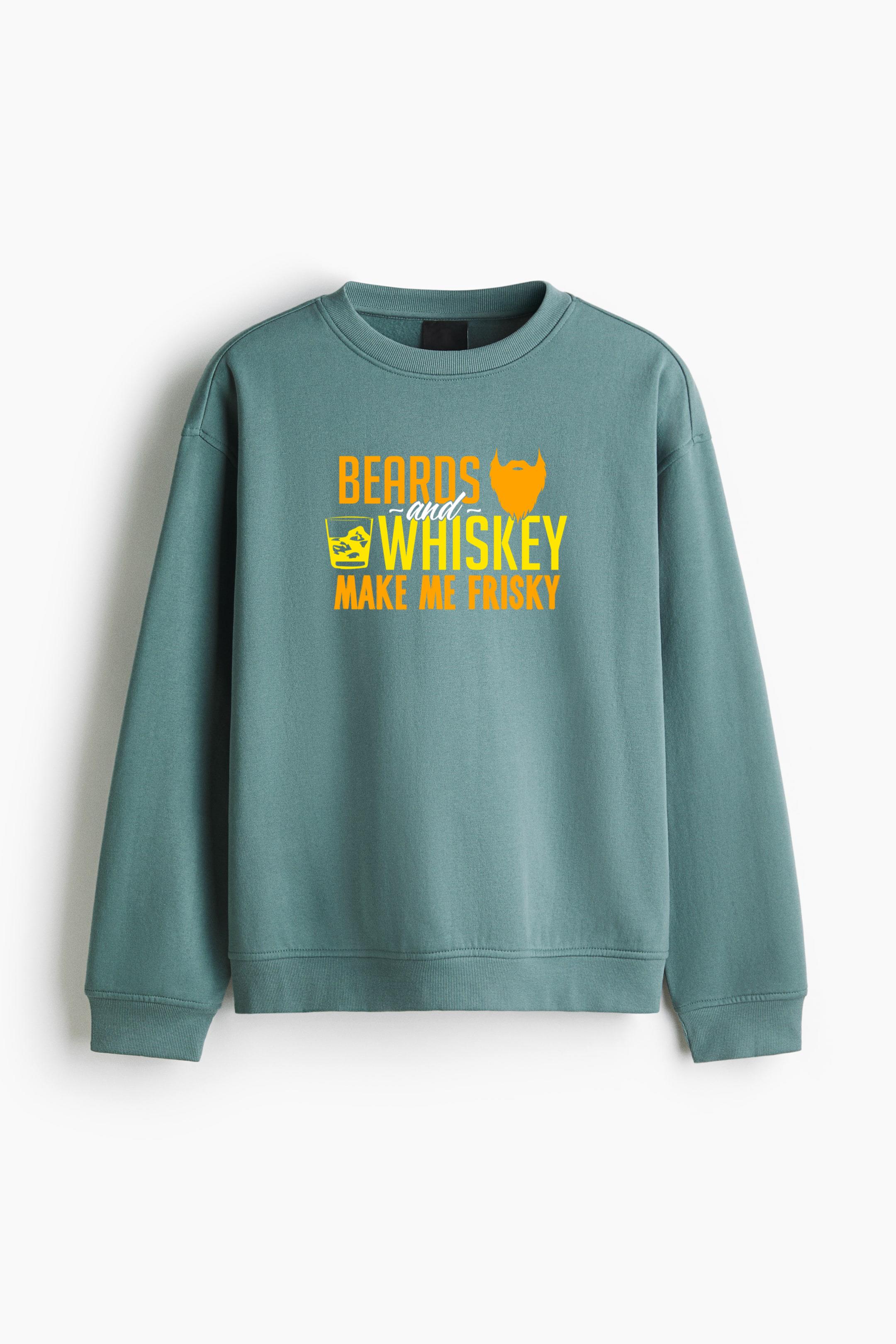 Beards And Whiskey Makes Me Frisky Regular Fit Printed Sweatshirt - Image 4