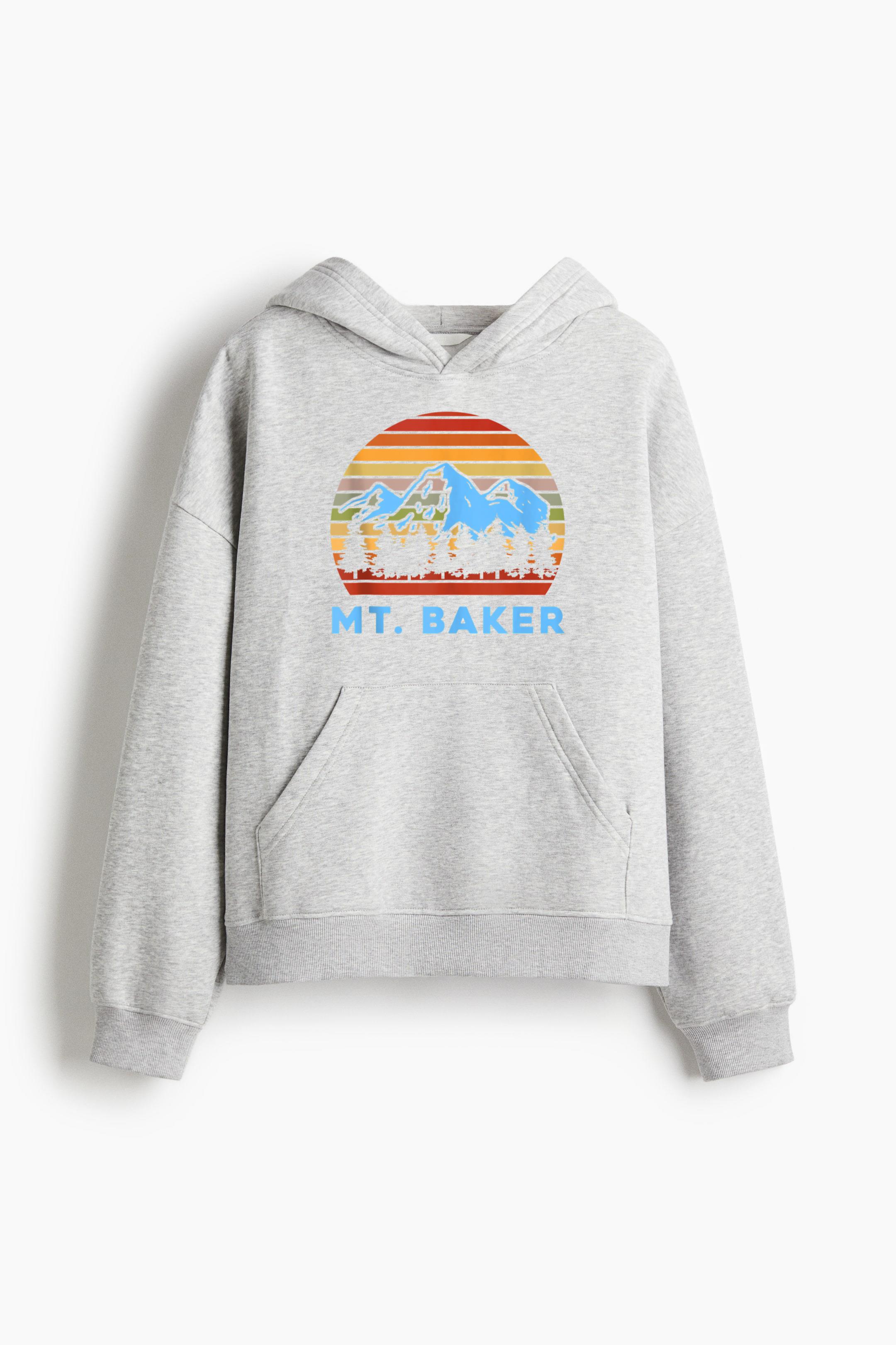 Camping Mt. Baker Hiking Nature Loose-Fit Printed Hoodie - Image 4