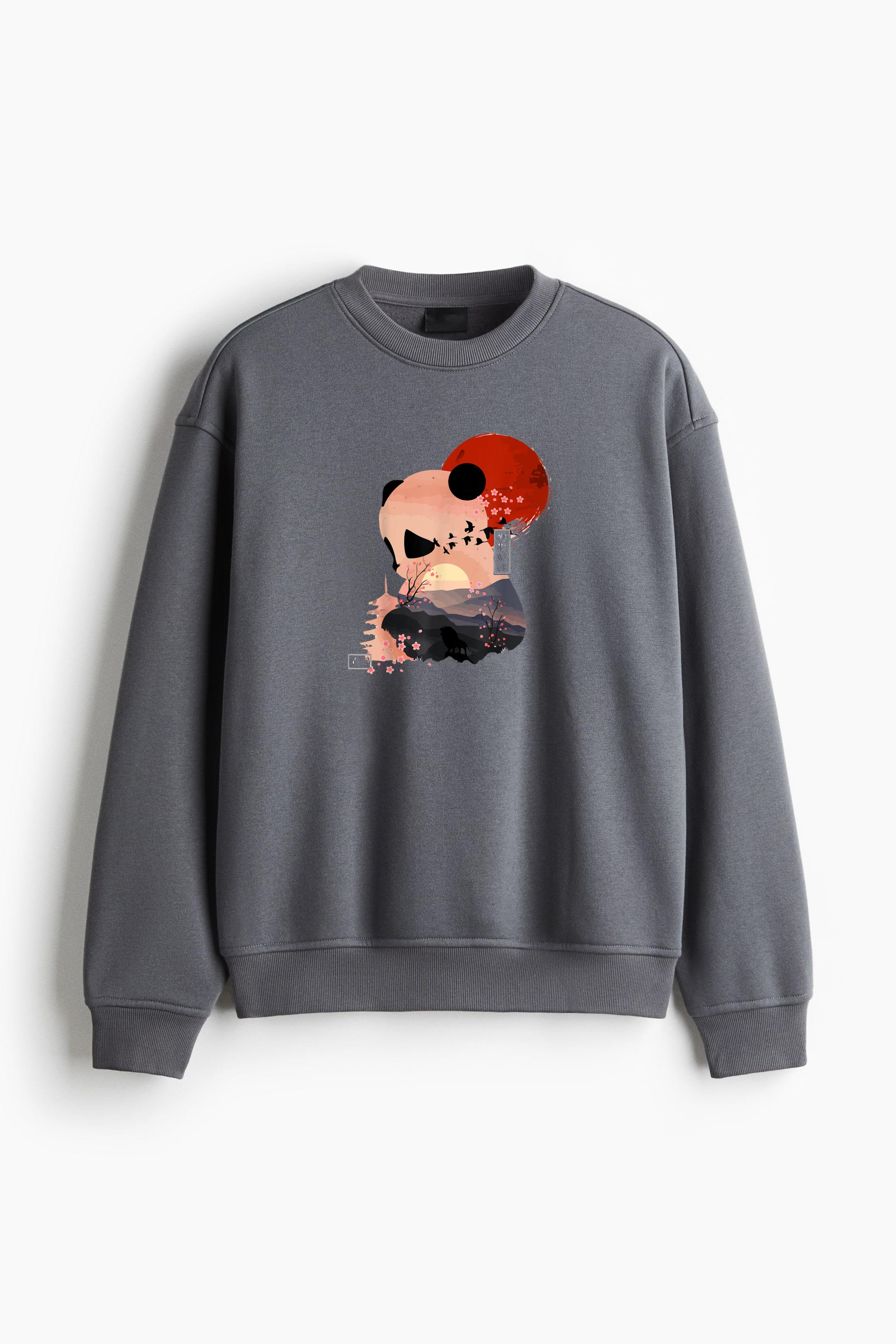 Cute Kawaii Panda Bear Japan Themed Art Regular Fit Printed Sweatshirt