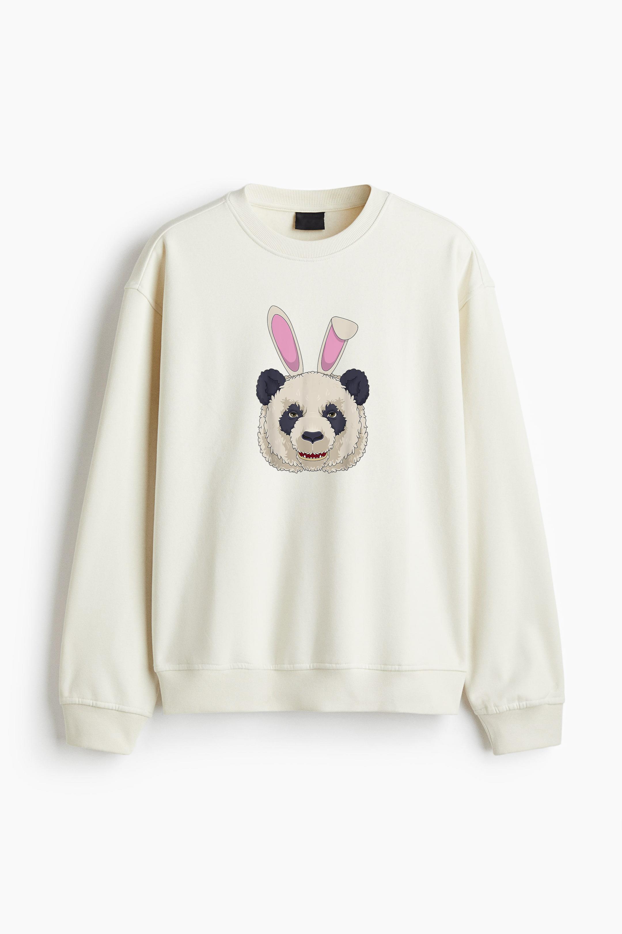 Easter Bunny Panda Bear Rabbit Ears Regular Fit Printed Sweatshirt - Image 3