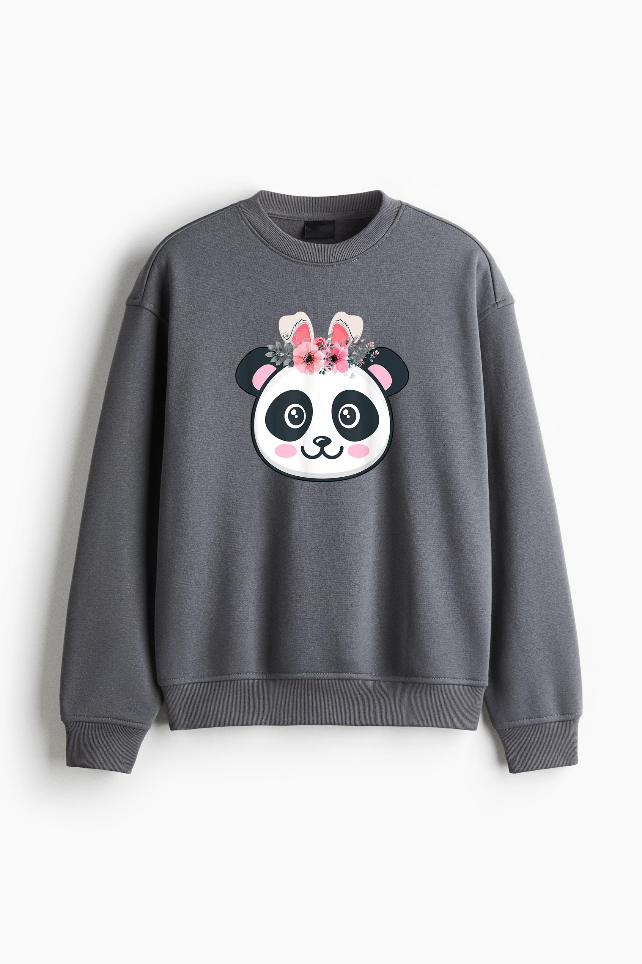 Easter Bunny Panda Bear Regular Fit Printed Sweatshirt