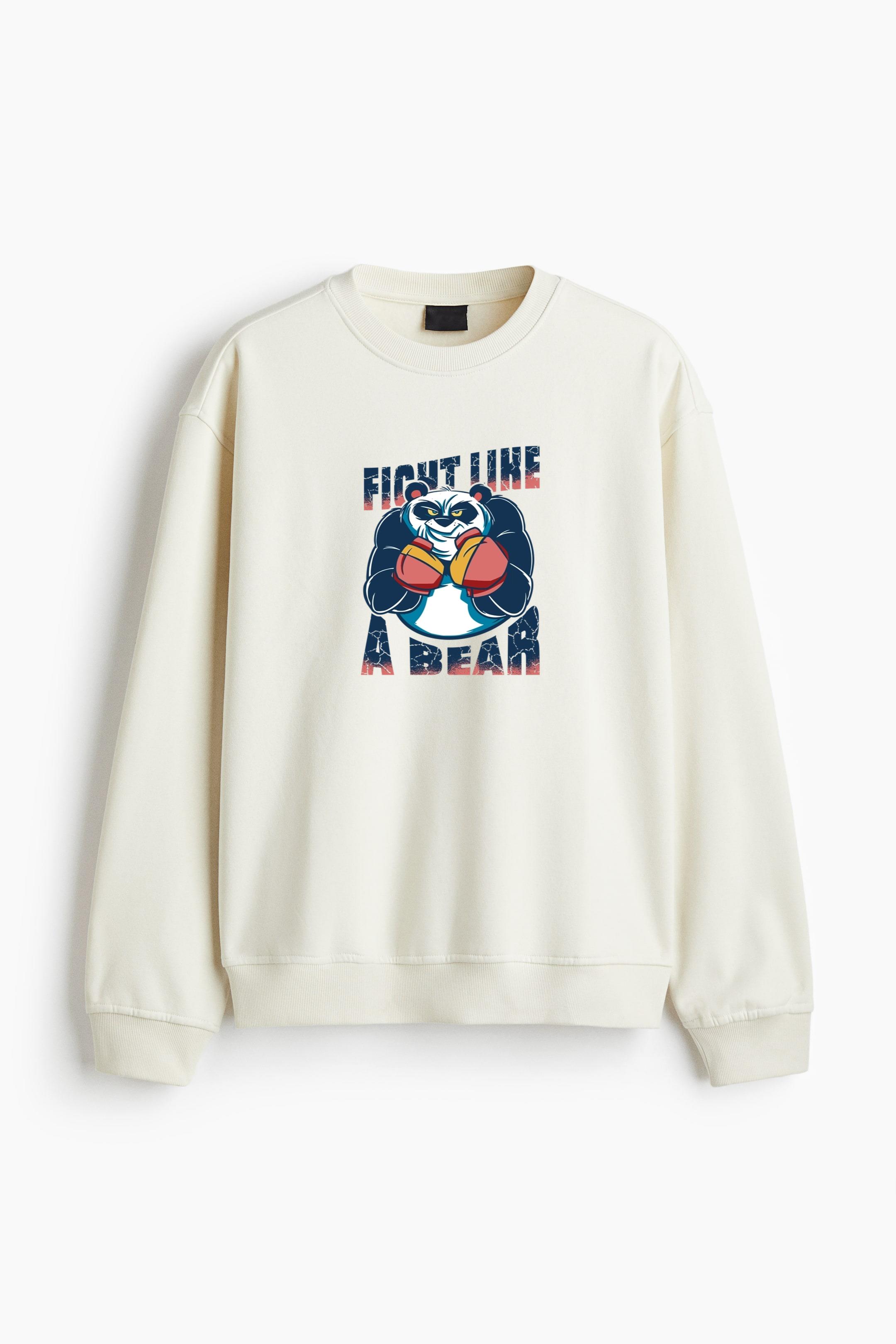 Fight Like A Bear Panda Boxing Regular Fit Printed Sweatshirt - Image 3