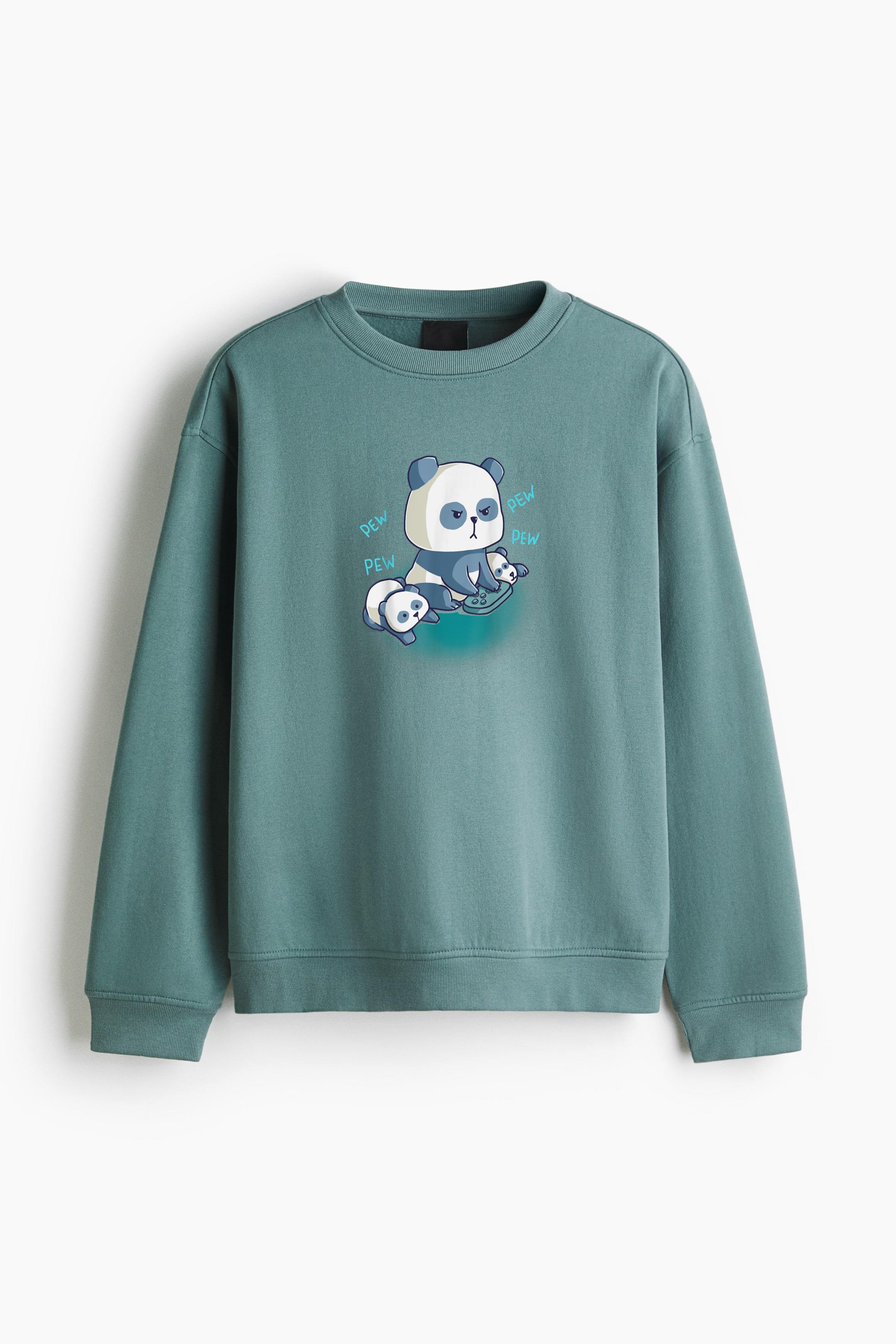 Gamer Parent Child Panda Bear Regular Fit Printed Sweatshirt - Image 4
