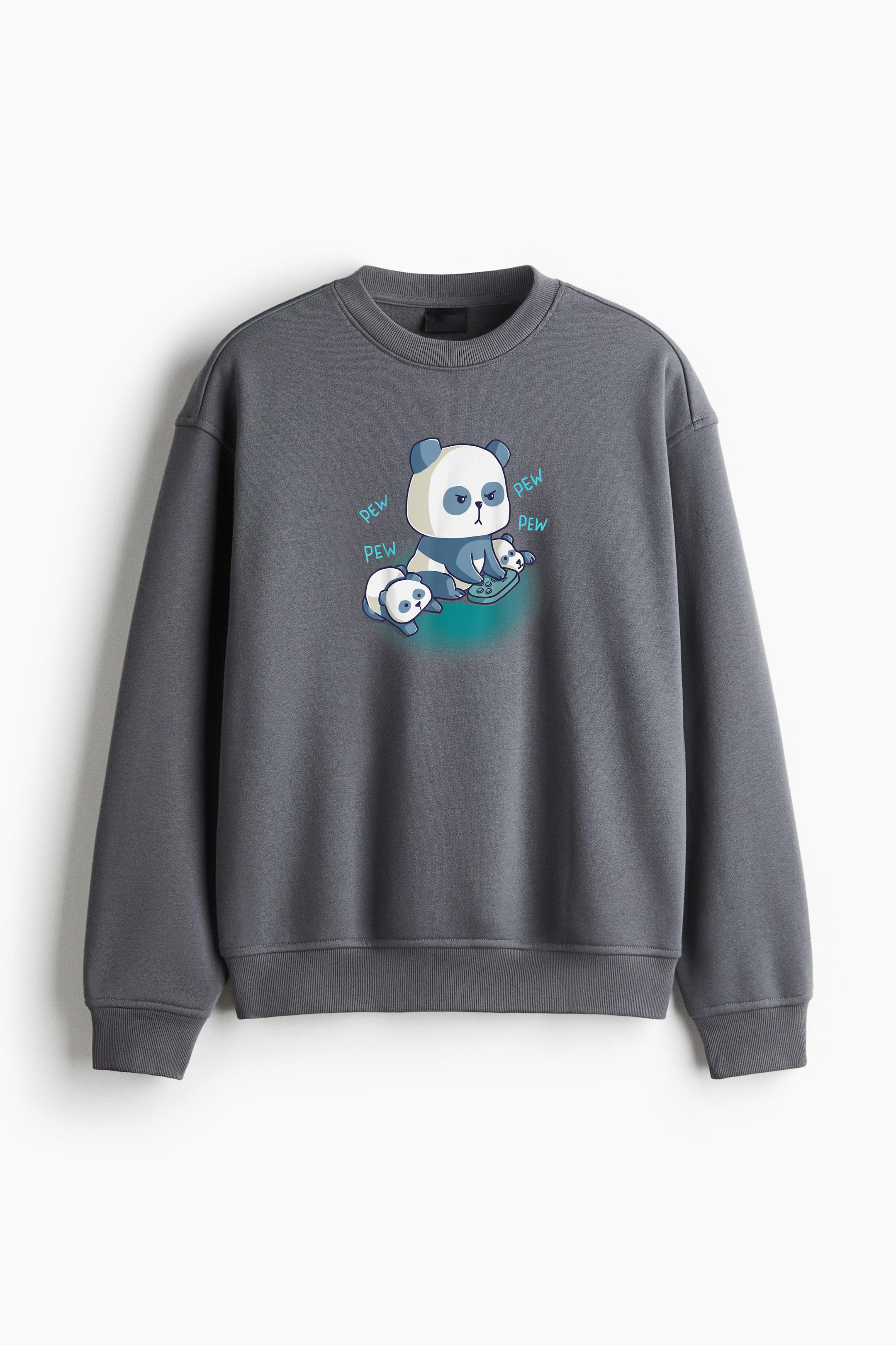 Gamer Parent Child Panda Bear Regular Fit Printed Sweatshirt 
