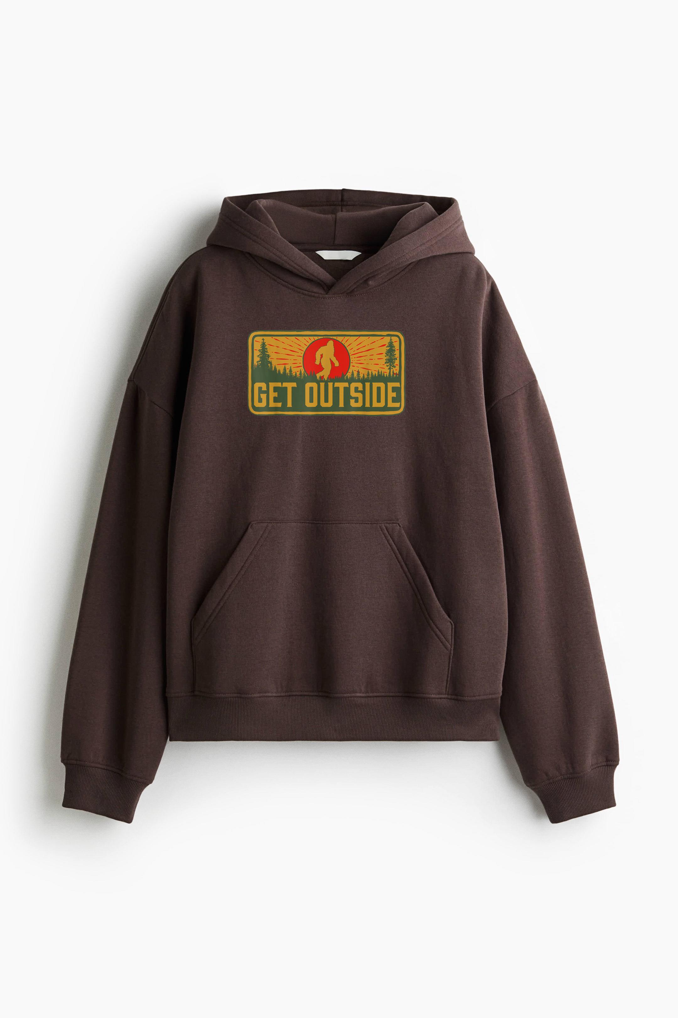 Get Outside Vintage Bigfoot Hiking Loose-Fit Printed Hoodie - Image 2