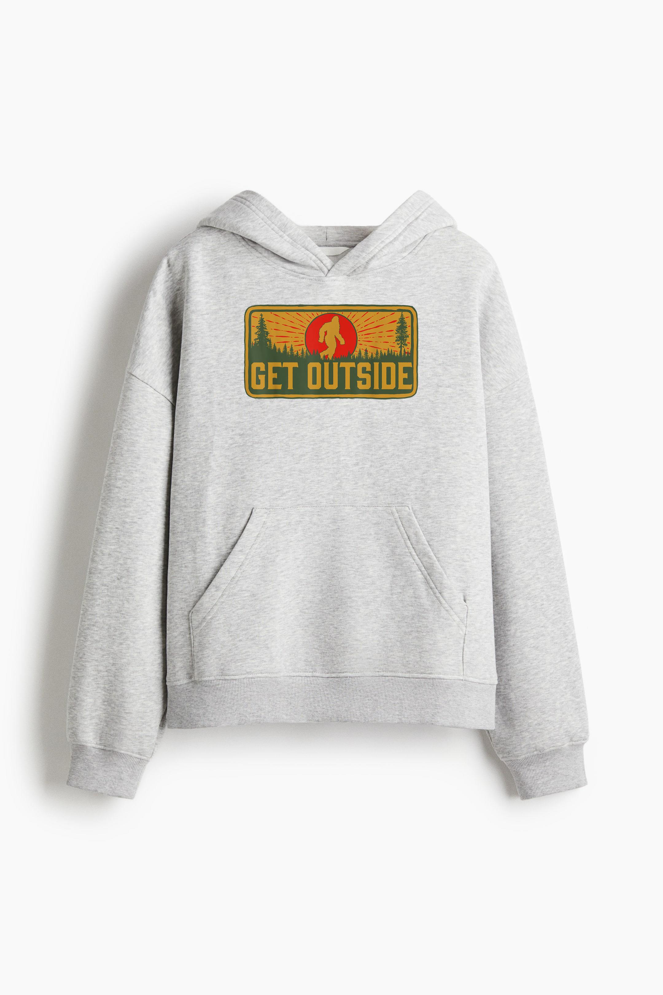 Get Outside Vintage Bigfoot Hiking Loose-Fit Printed Hoodie - Image 4
