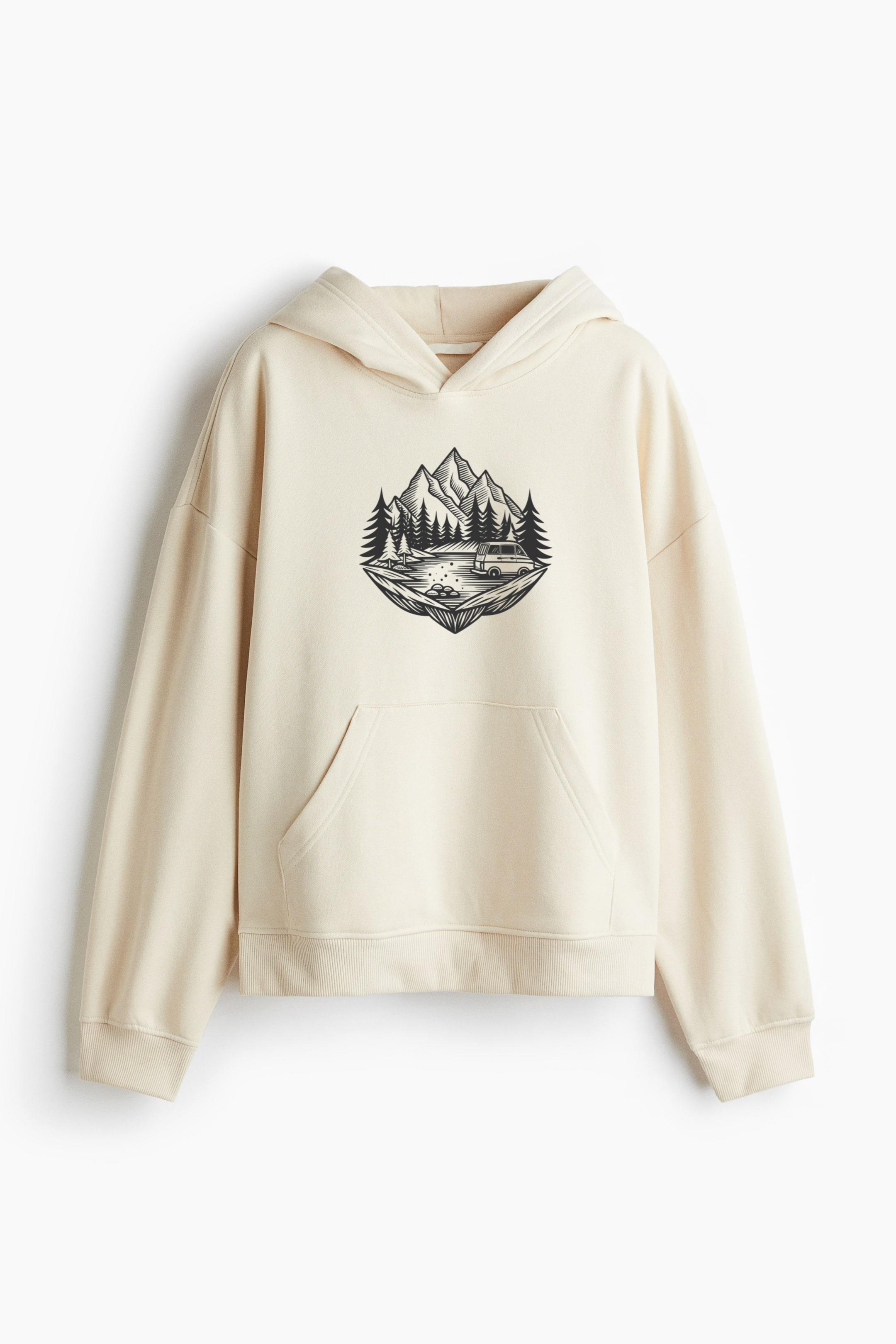 Hiker Hiking Brave Minimal Loose-Fit Printed Hoodie