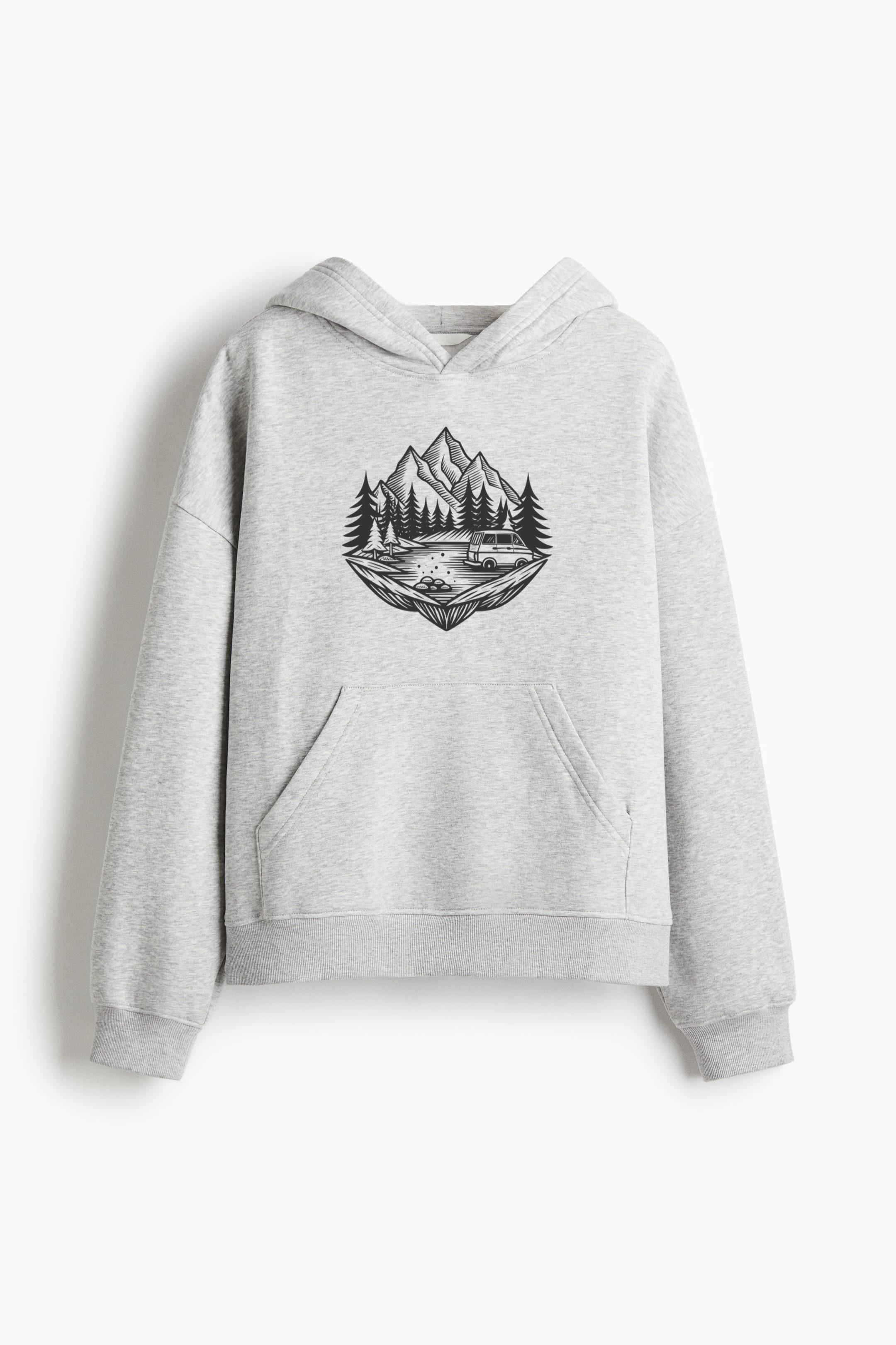 Hiker Hiking Brave Minimal Loose-Fit Printed Hoodie - Image 4