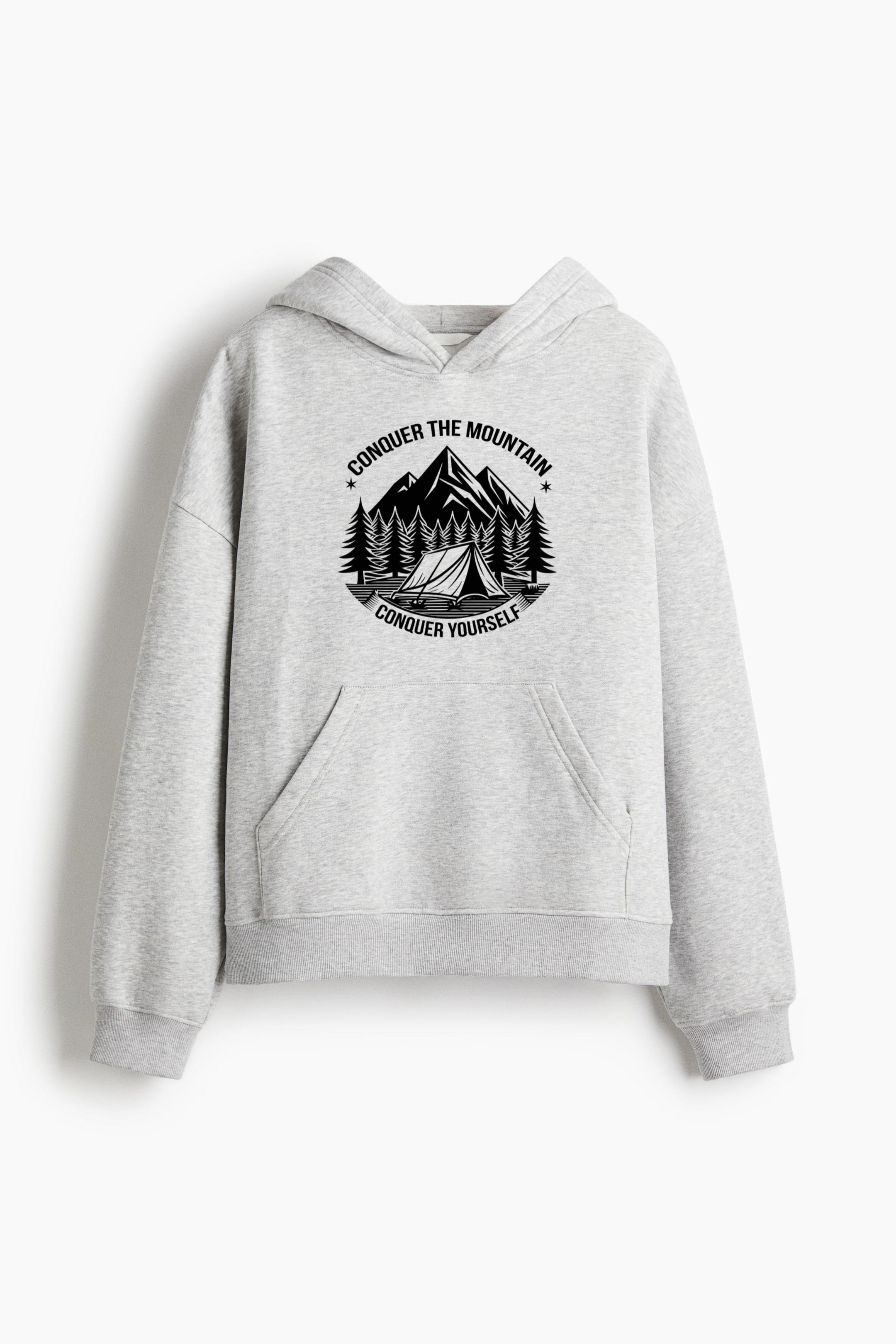 Hiker Hiking Happy Minimal Loose-Fit Printed Hoodie - Image 4