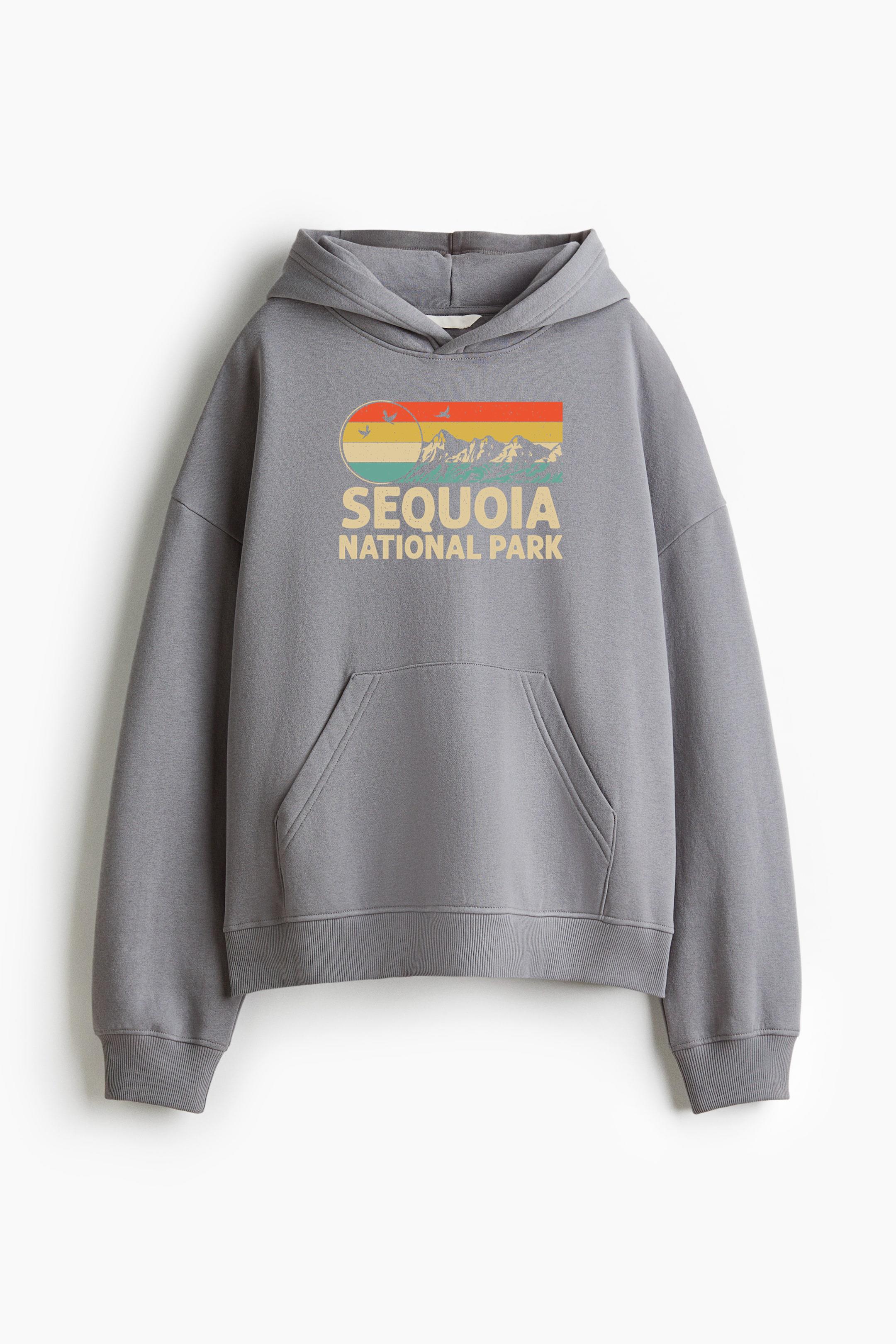 Hiking Camping Retro Style Sequoia National Park Loose-Fit Printed Hoodie - Image 3