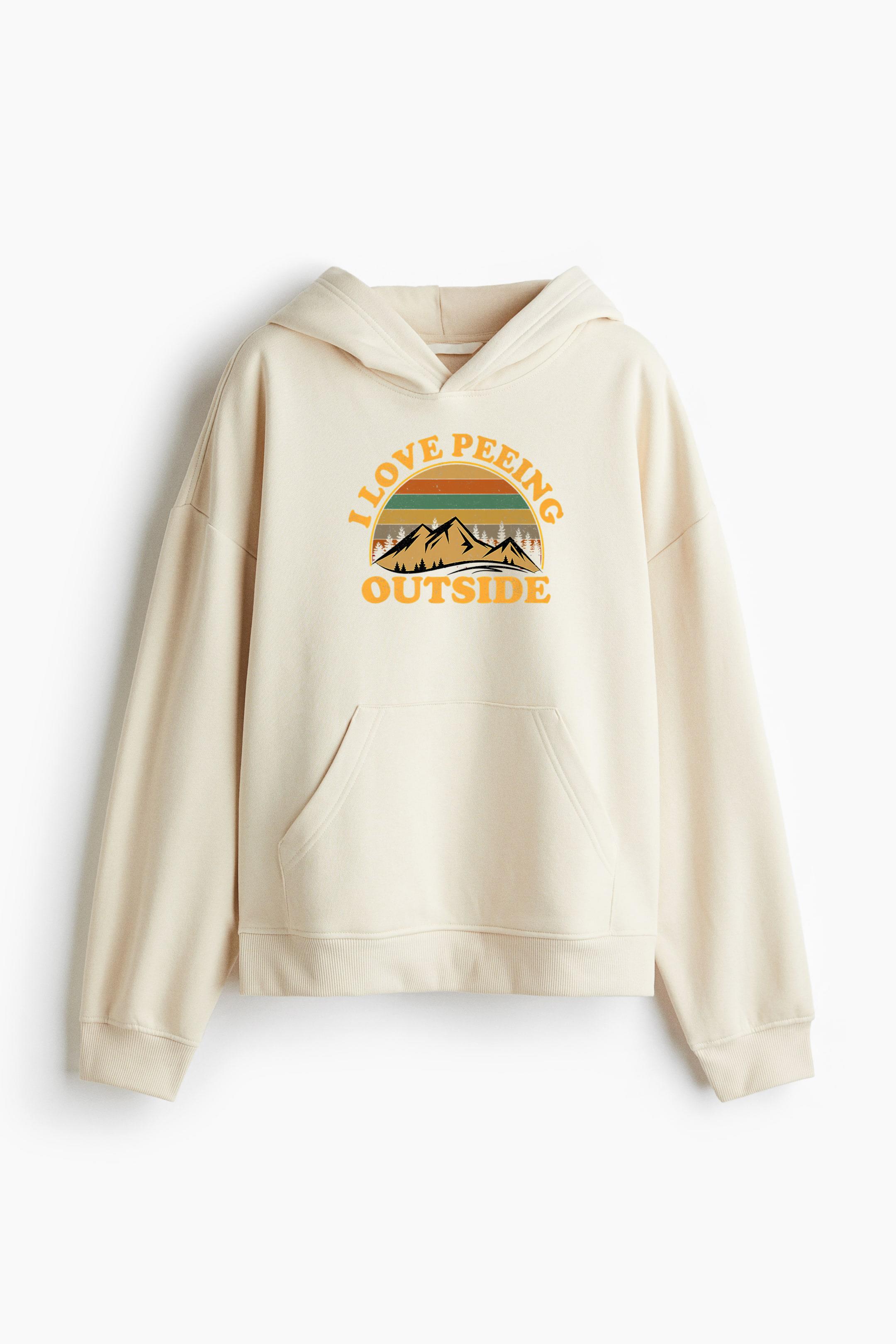 I Love Peeing Outside Camping Hiking Loose-Fit Printed Hoodie