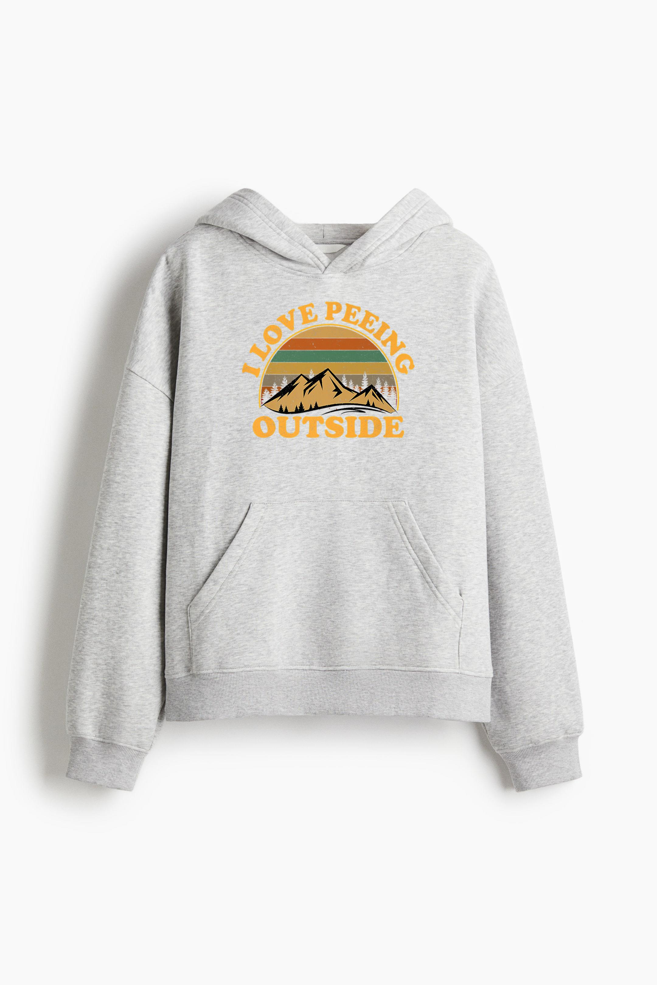 I Love Peeing Outside Camping Hiking Loose-Fit Printed Hoodie - Image 4