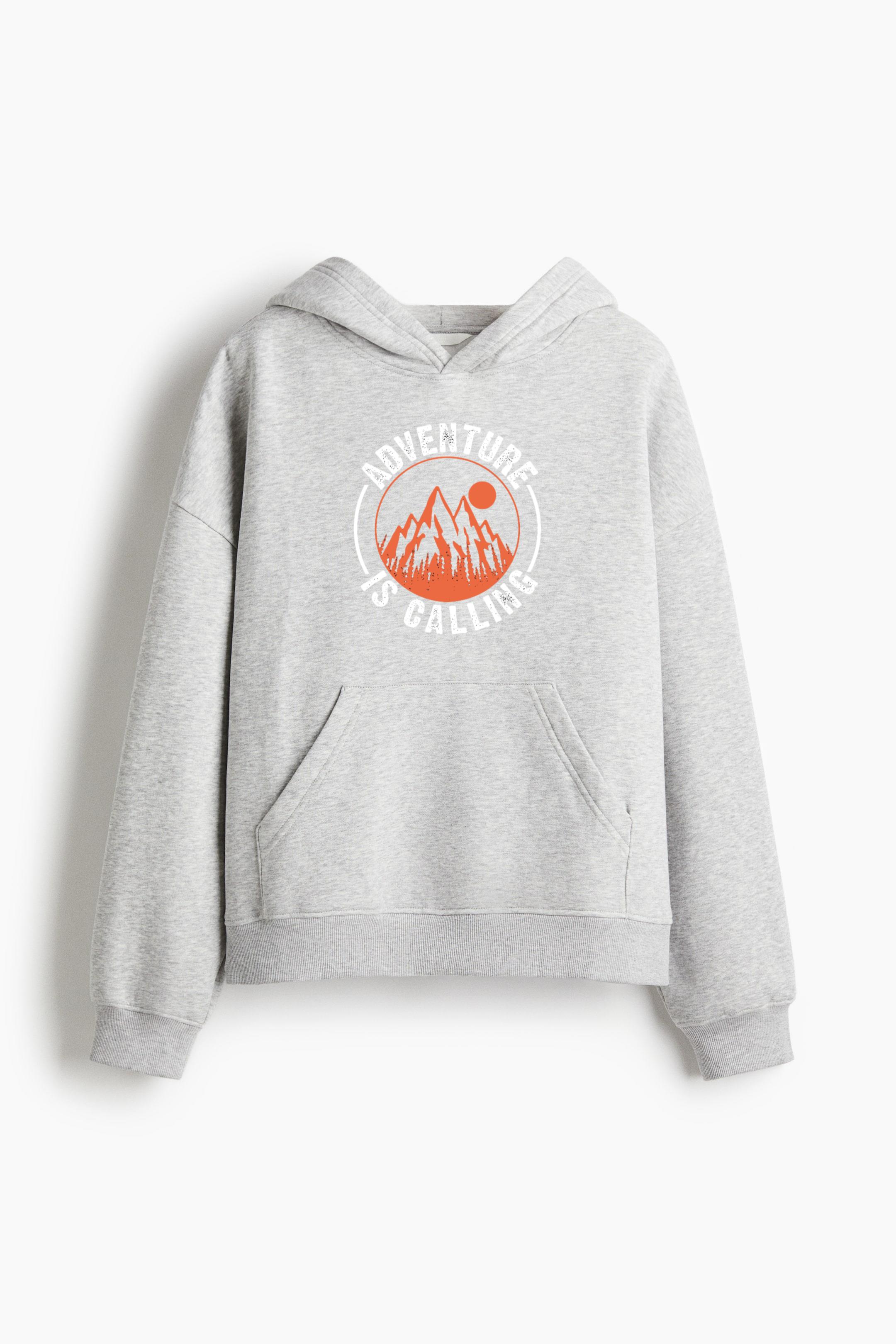 Man Hiking Peaceful Artistic Loose-Fit Printed Hoodie - Image 4