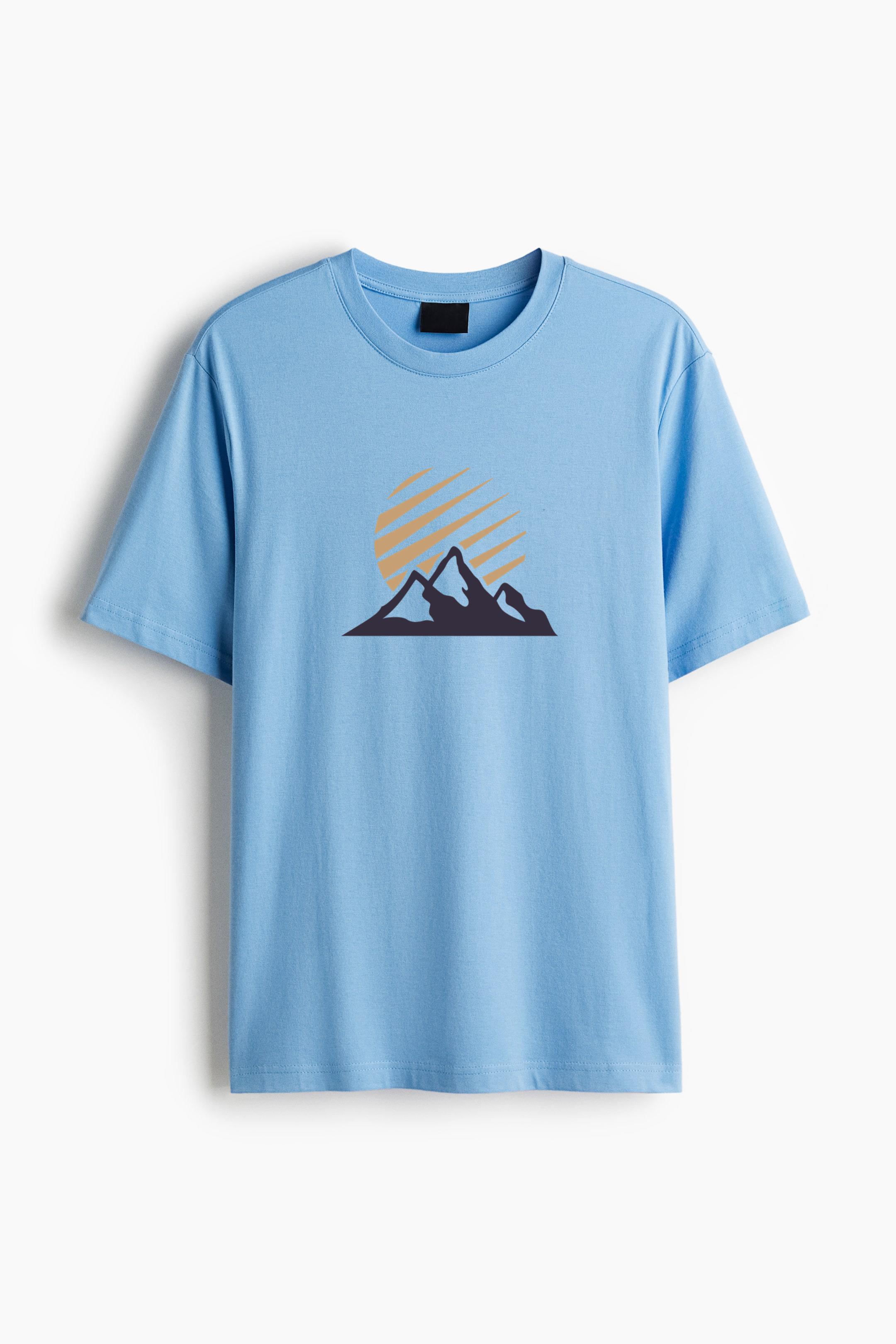 Mountain Label Badge With Sun Classic Regular Fit T-Shirt