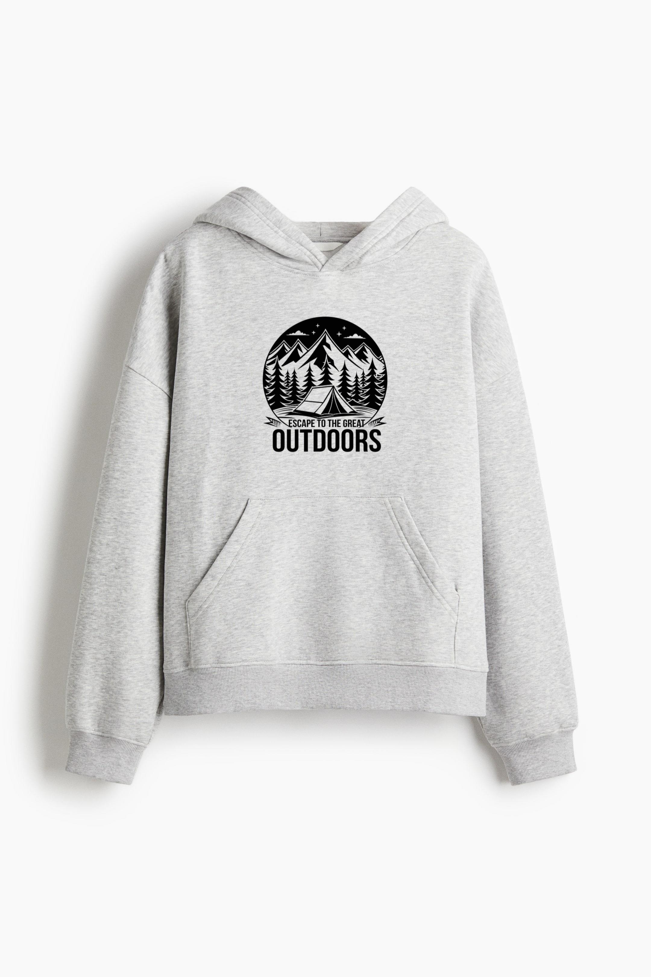 Nature Hiking Focused Flat Loose-Fit Printed Hoodie - Image 4