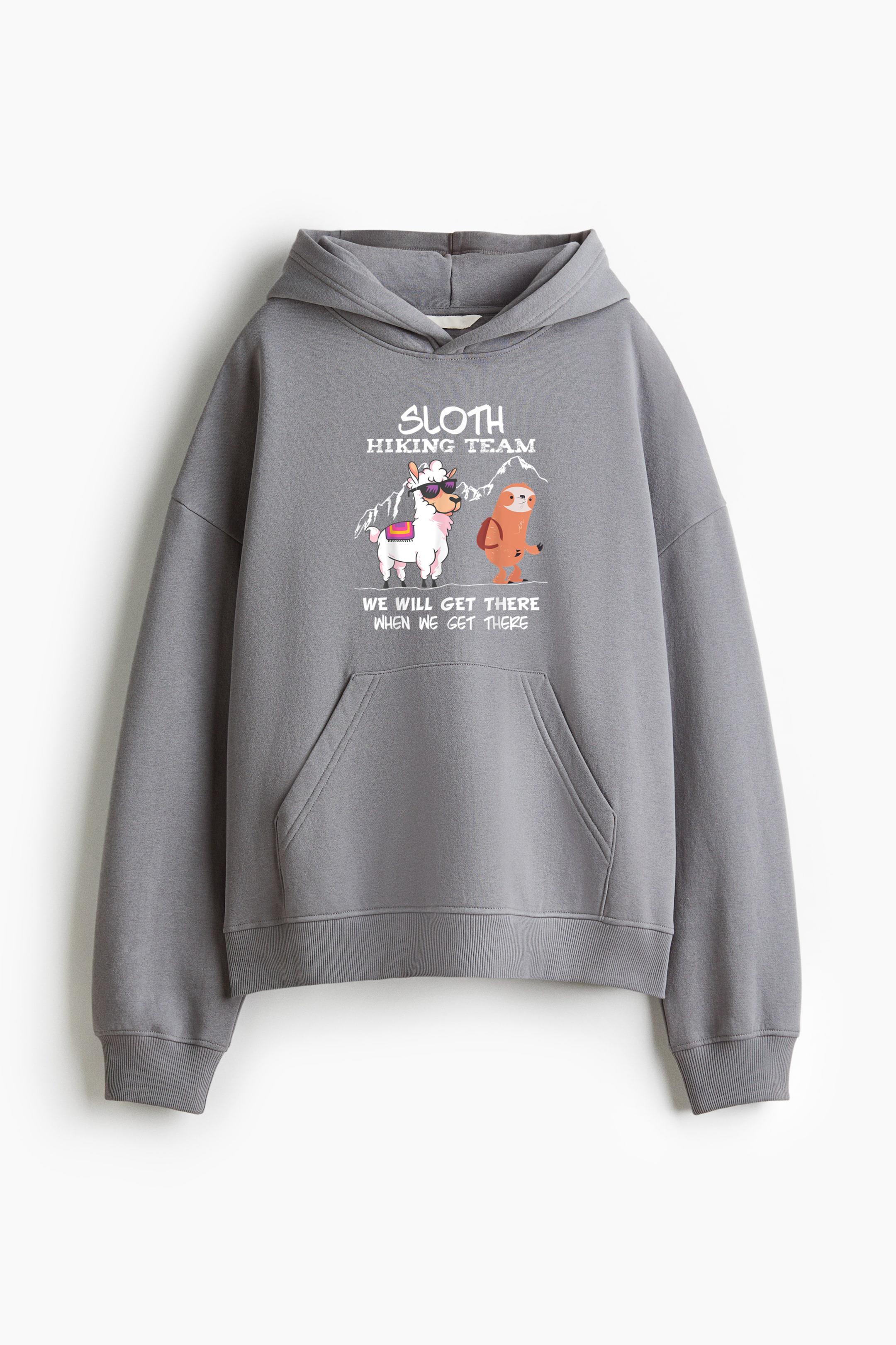 Sloth Hiking Team Loose-Fit Printed Hoodie - Image 3