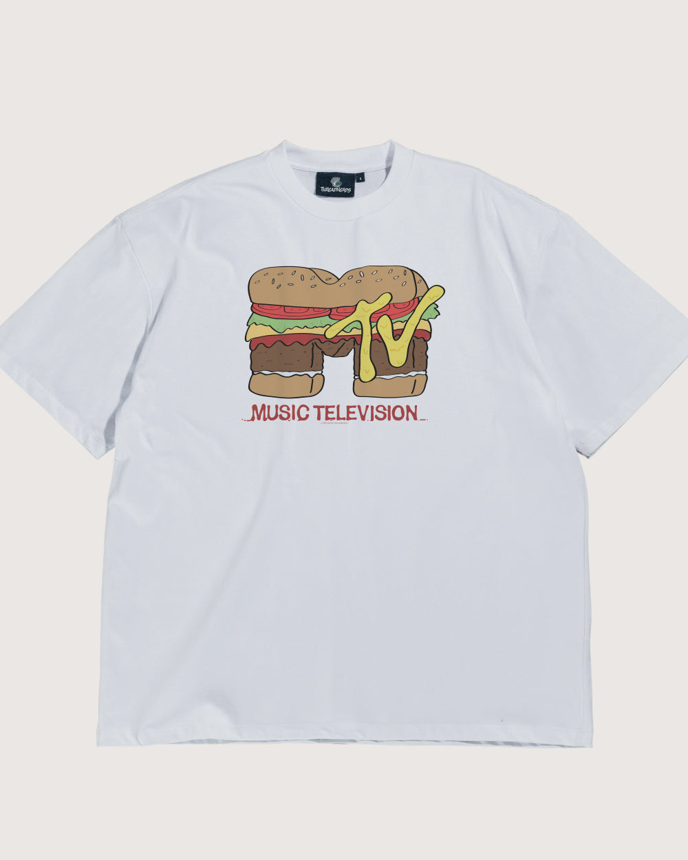 Burger MTV Logo Oversized Graphic Tee - Unisex 100% Combed Cotton Heavyweight