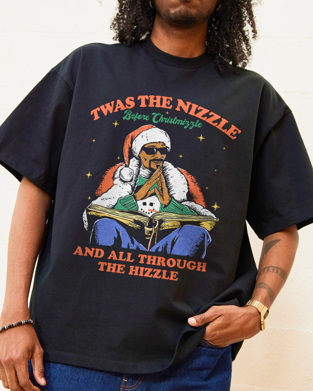 Christmizzle Oversized Graphic Tee - Unisex 90s Boxy Fit 100% Combed Cotton