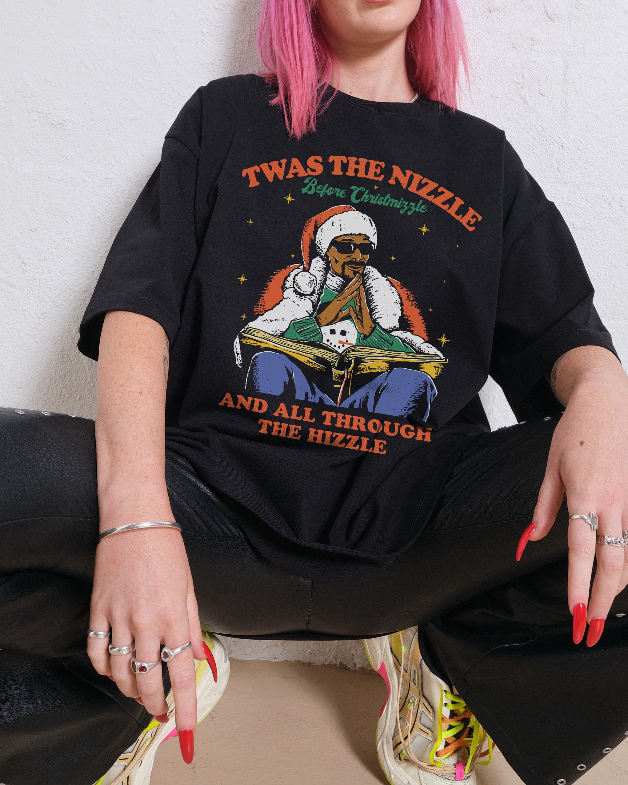 Christmizzle Oversized Graphic Tee - Unisex 90s Boxy Fit 100% Combed Cotton