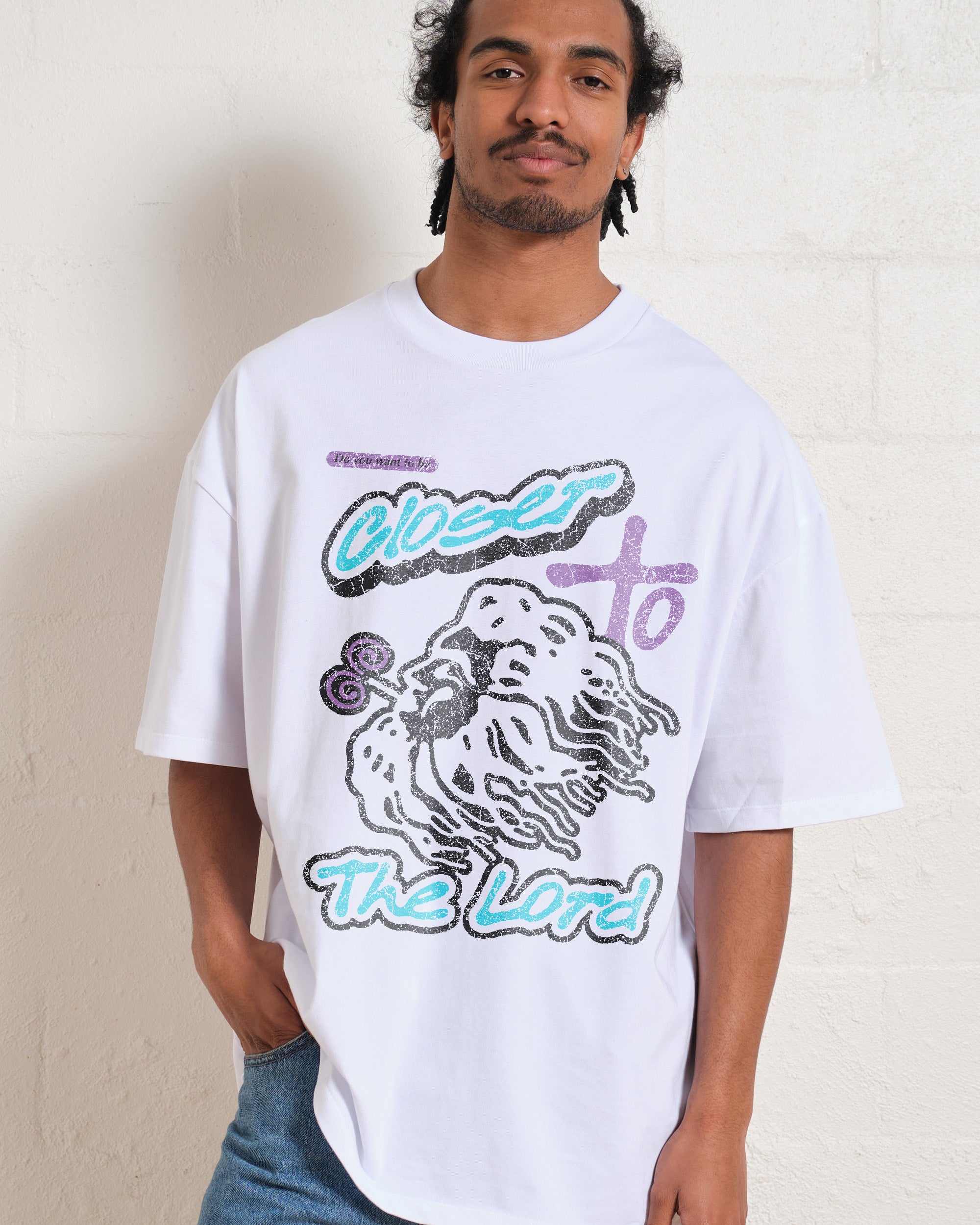 Closer To The Lord Oversized Graphic Tee Unisex 90s Boxy Fit 100% Combed Cotton