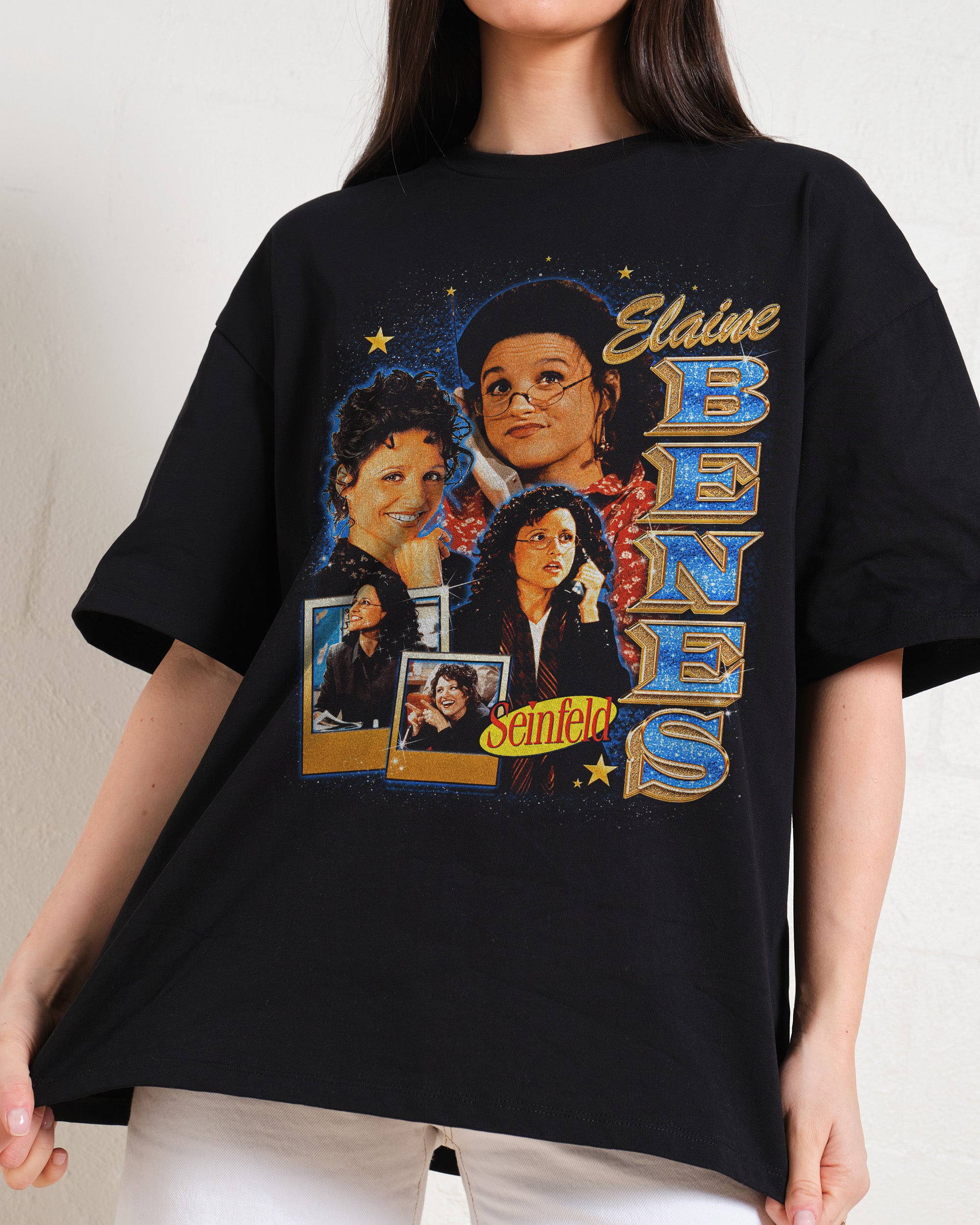 Elaine Benes Oversized Graphic Tee - Seinfeld Collab Unisex 90s Boxy Fit Heavyweight Cotton