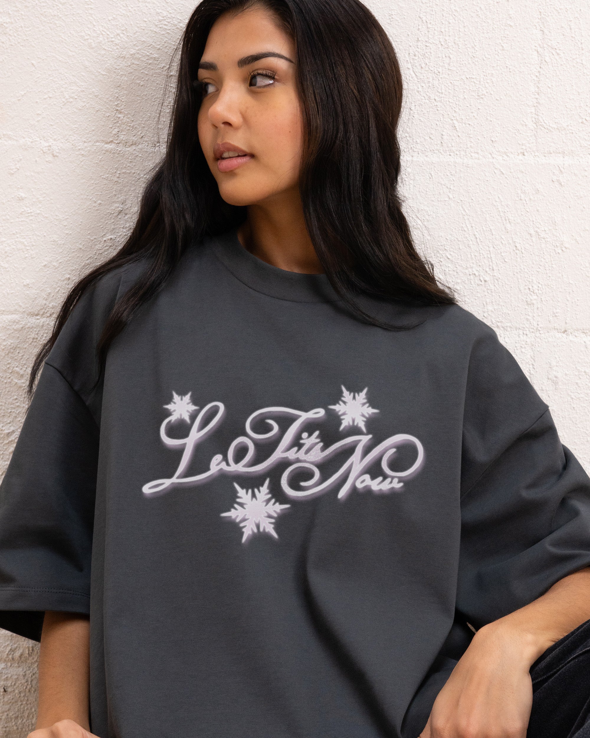 Le Tits Now Oversized Graphic Tee - Unisex 90s Boxy Fit 100% Combed Cotton