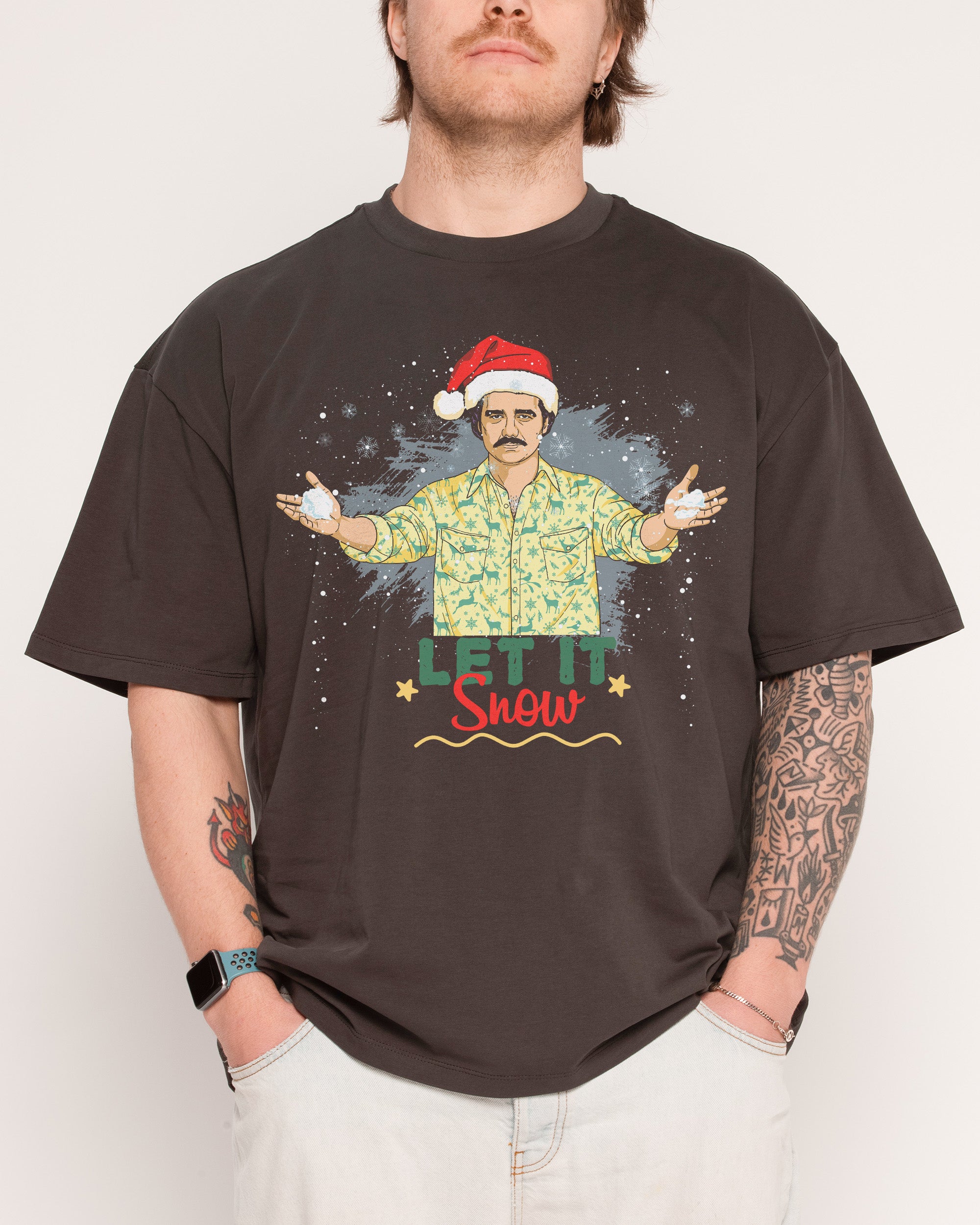 Let it Snow Oversized Graphic Tee - Unisex 90s Boxy Fit 100% Combed Cotton