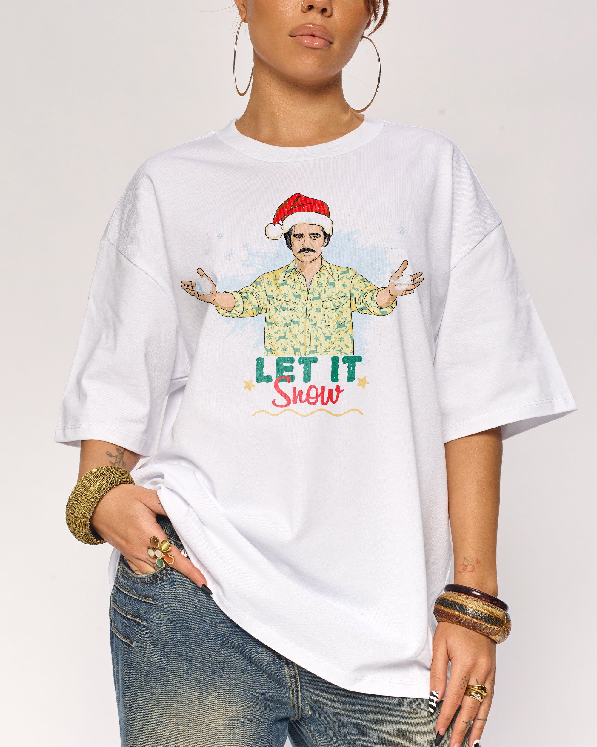 Let it Snow Oversized Graphic Tee - Unisex 90s Boxy Fit 100% Combed Cotton
